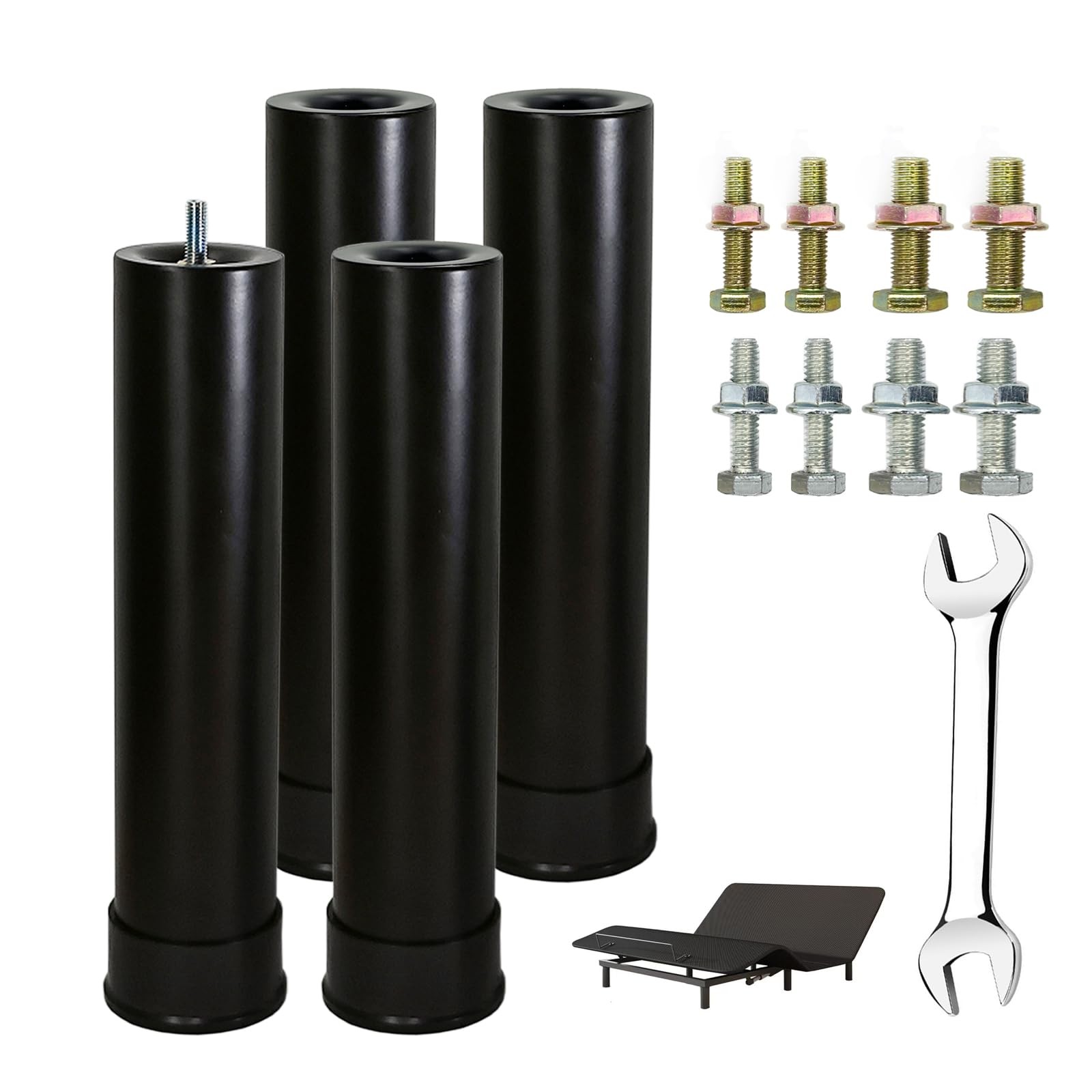 11 Inch Metal Adjustable Bed Base Frame Leg Heavy Duty Extra Height Leg Compa...