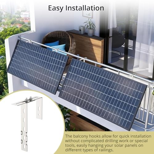 pcs Adjustable Solar Panel Mounting Brackets for Balcony, Stainless 4 Silver