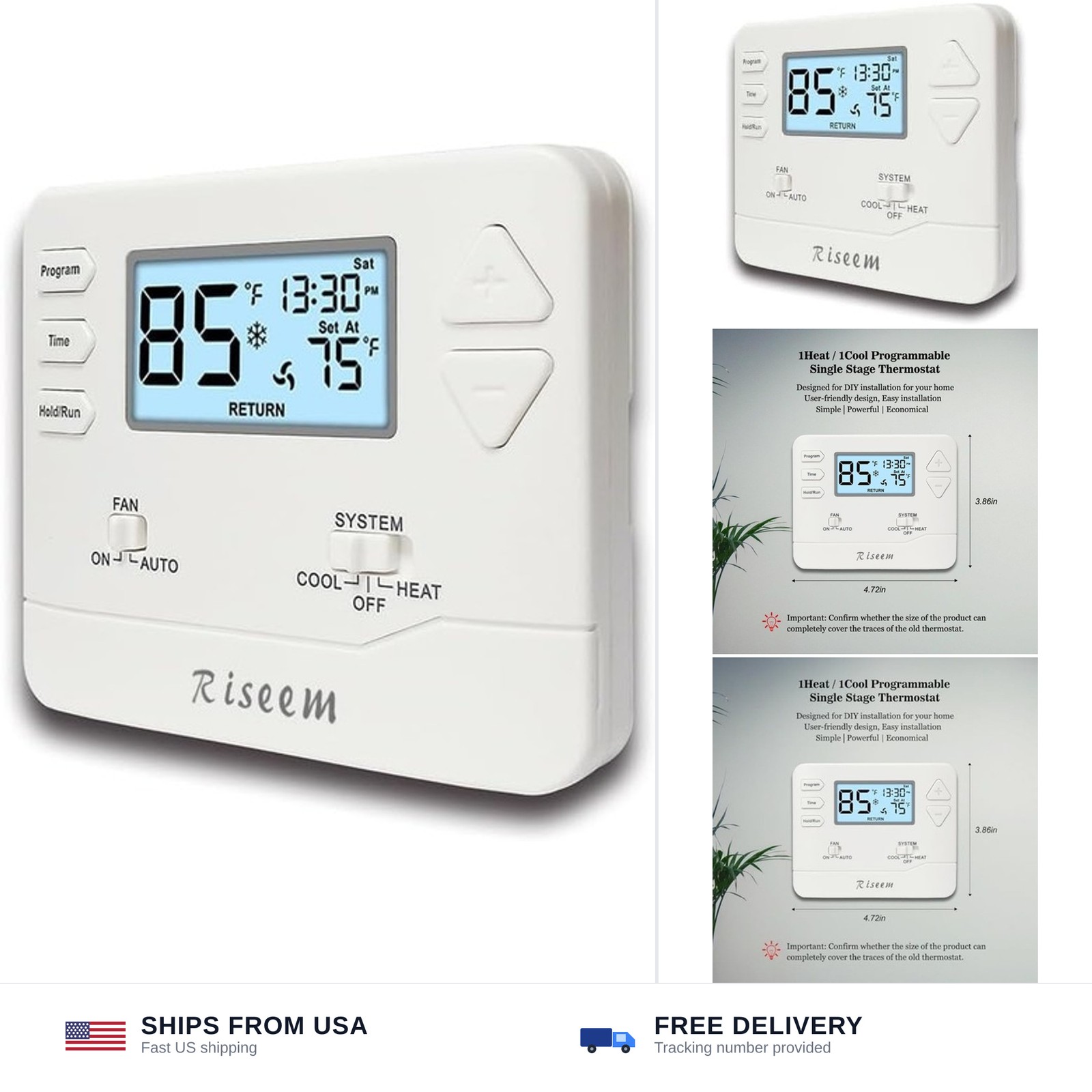 Programmable Thermostat for Home,Conventional Single-Stage Systems,5-1-1 Day ...