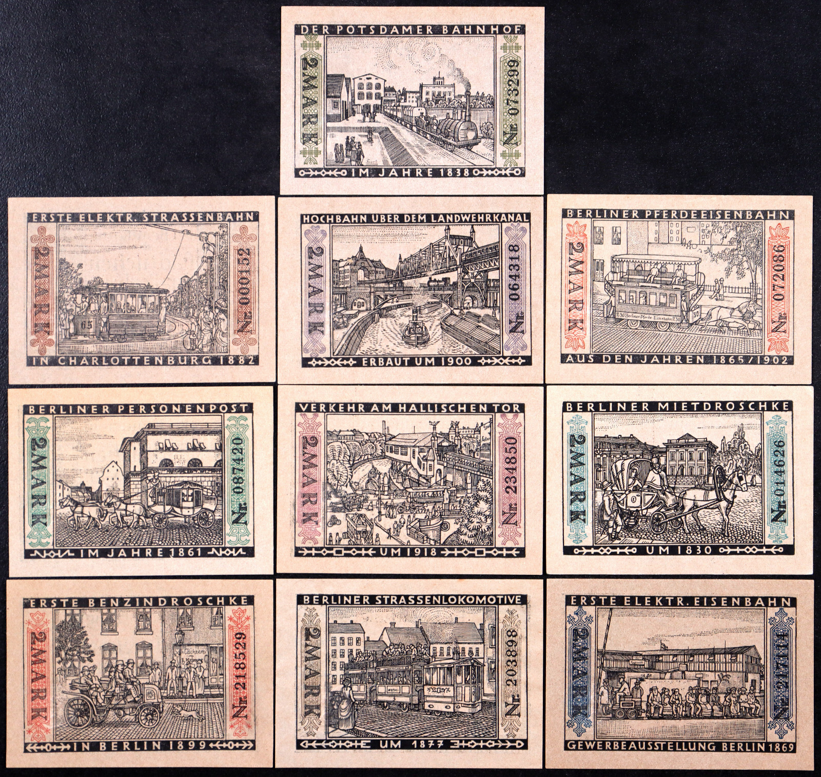 BERLIN 1922 "Streetcar / Trolley" Complete Strassenbahn Series German Notgeld