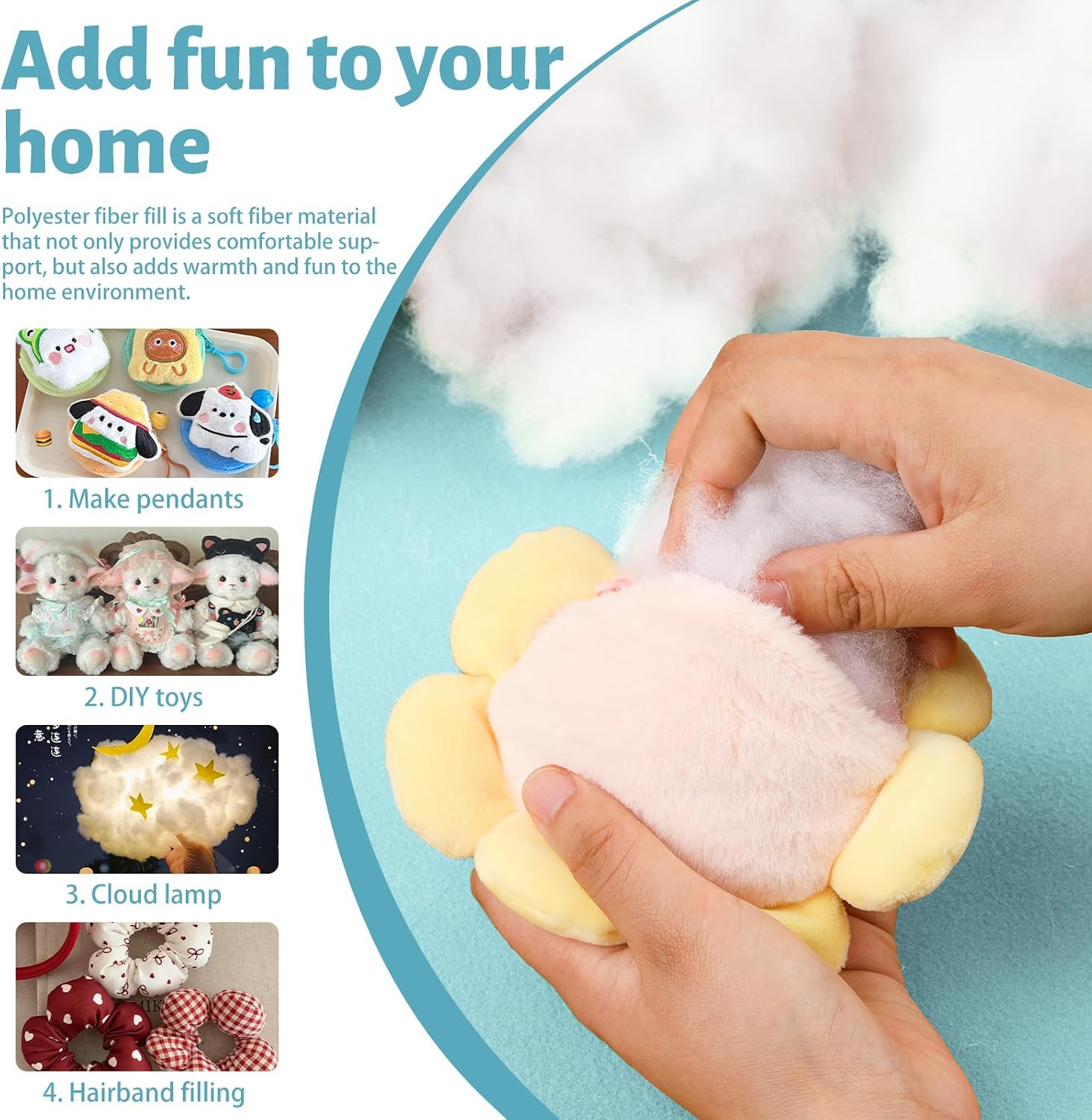 Polyfill Stuffing Pillow Stuffing Stuffing for Stuffed Animals | 3.97Lb/1800G Po