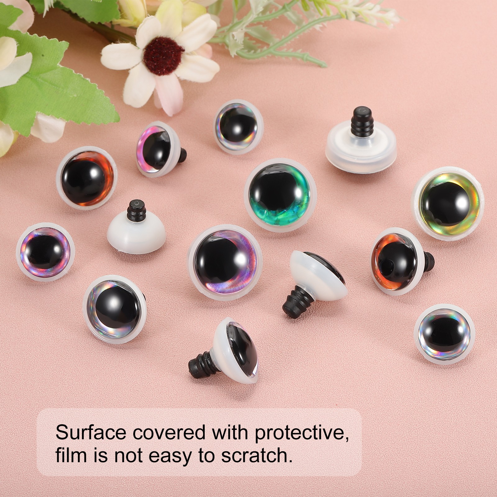 20mm Glitter Moon Safety Eyes, 36 Pcs Colorful Crocheting Safety Eyes, 6 Colors