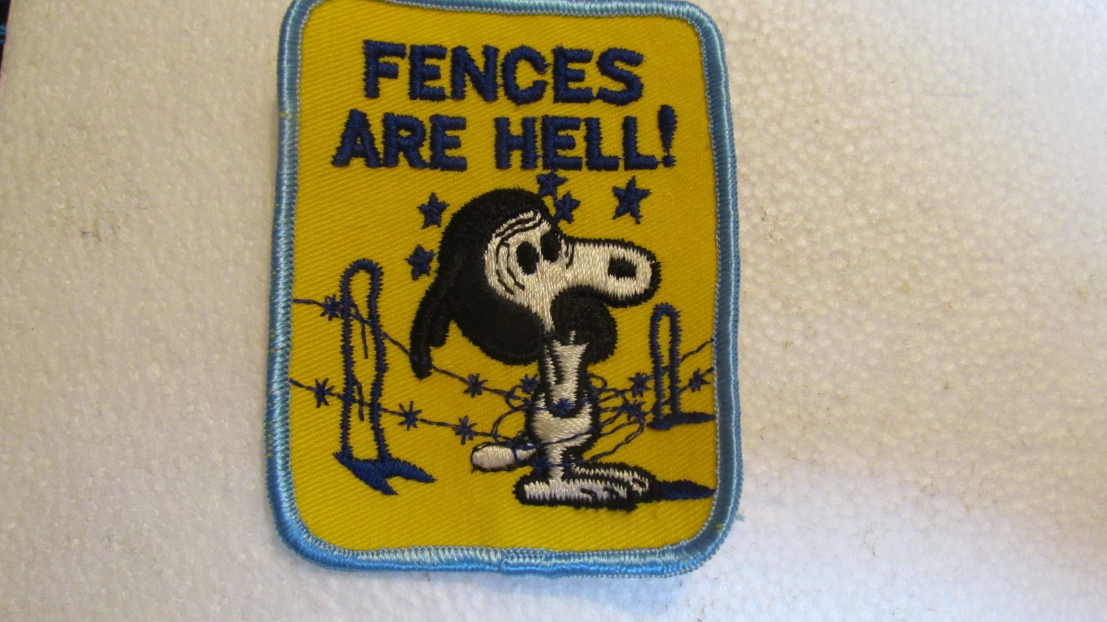 VINTAGE 1970'S SNOOPY PEANUTS FENCES ARE HELL PATCH