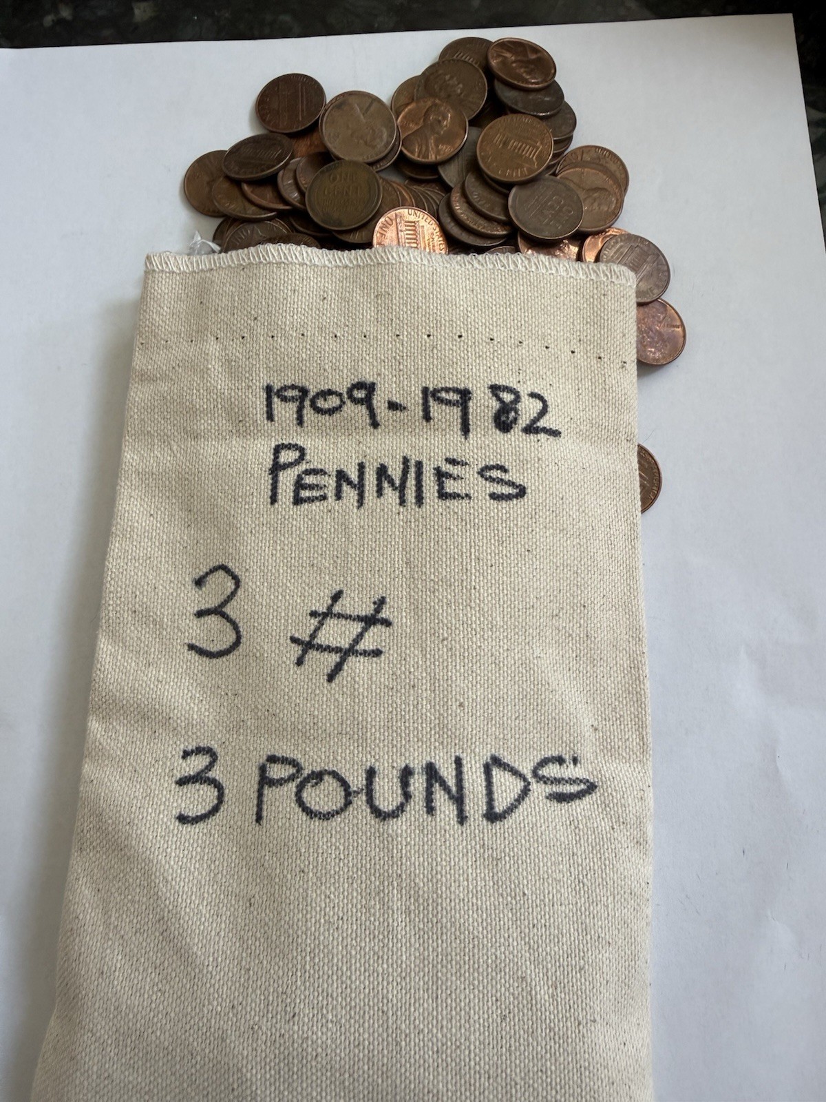 Unsearched Coper Pennies By The Pound 1909-1982 Lincoln Cents  3 Pounds