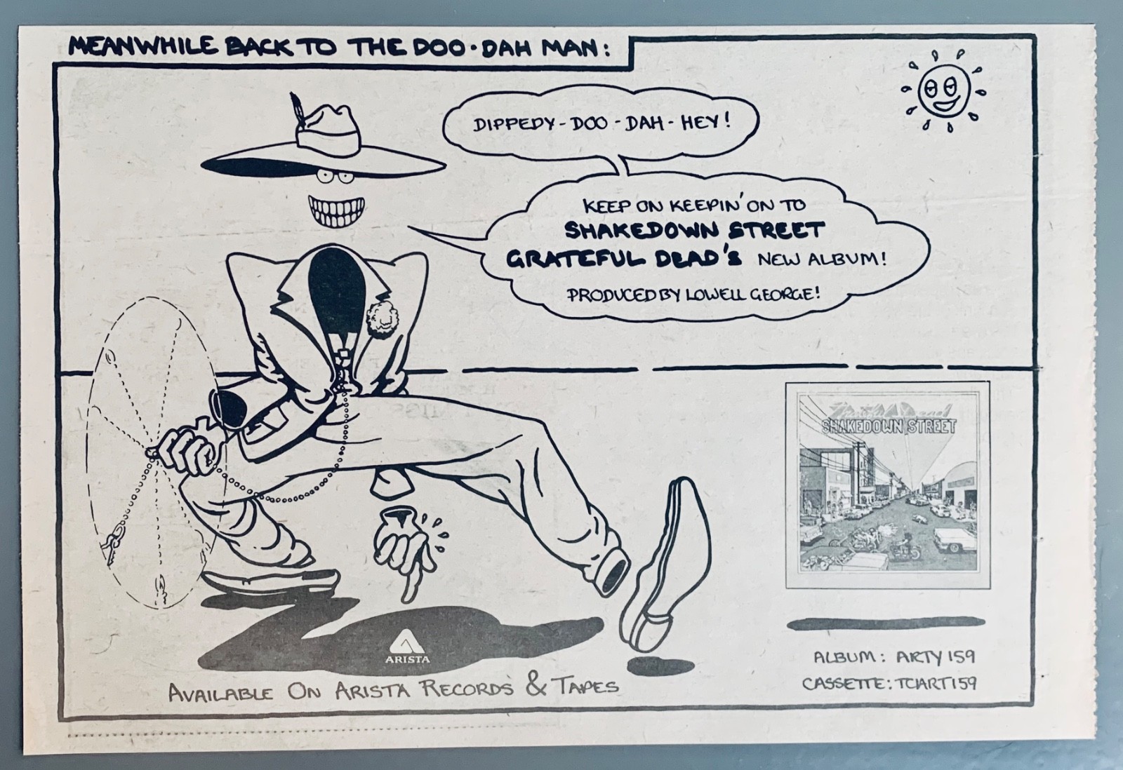 THE GRATEFUL DEAD 1978 UK ADVERT SHAKEDOWN STREET Doo Dah Man GILBERT SHELTON