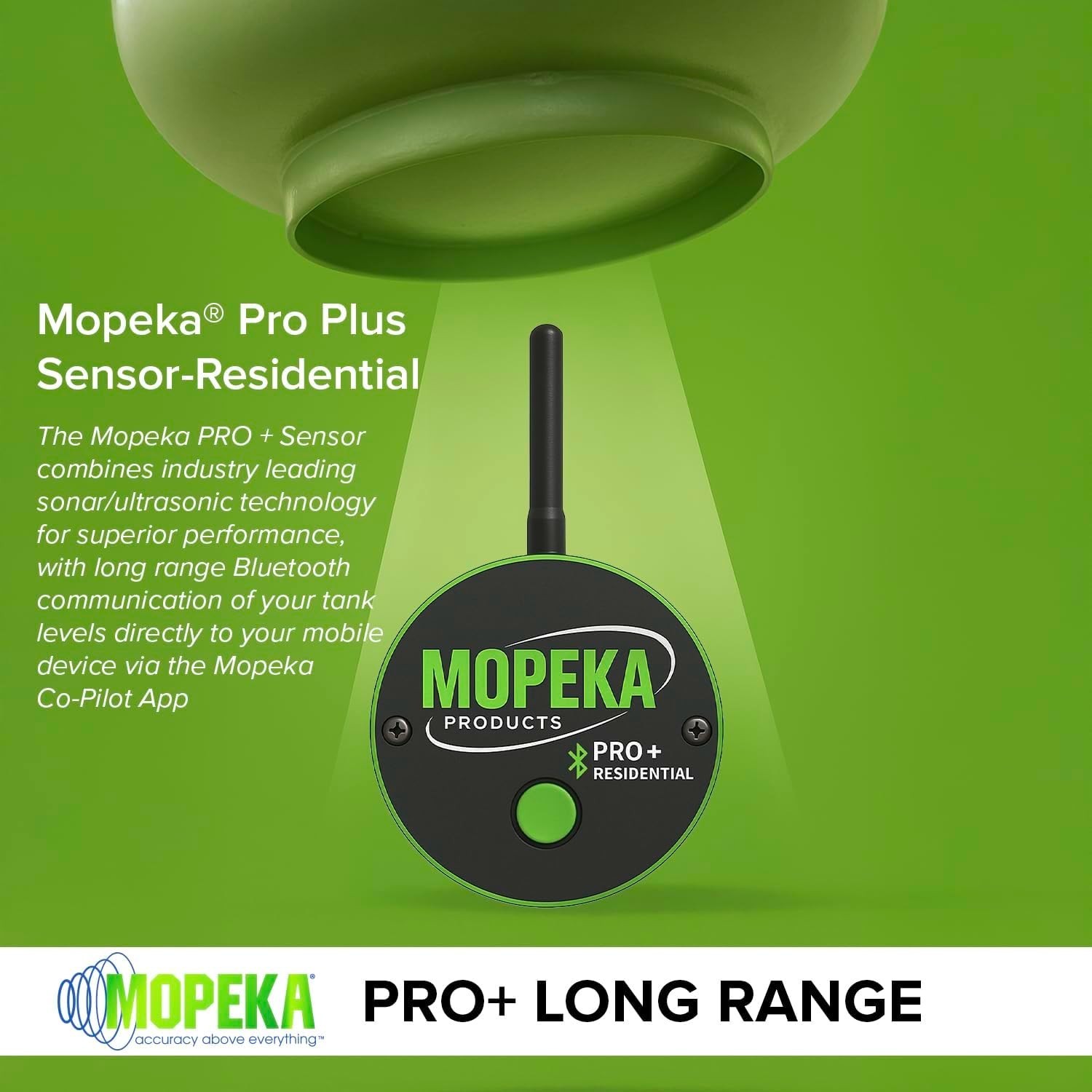 Long Range Wireless Ultrasonic Propane Tank Monitor with Bluetooth Connectivity