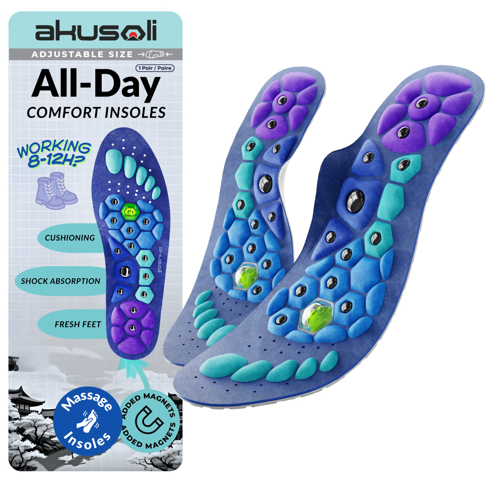 AKUSOLI Shoe Insoles for Men &  Women. Shoe Insoles Arch Support for Pain Relief
