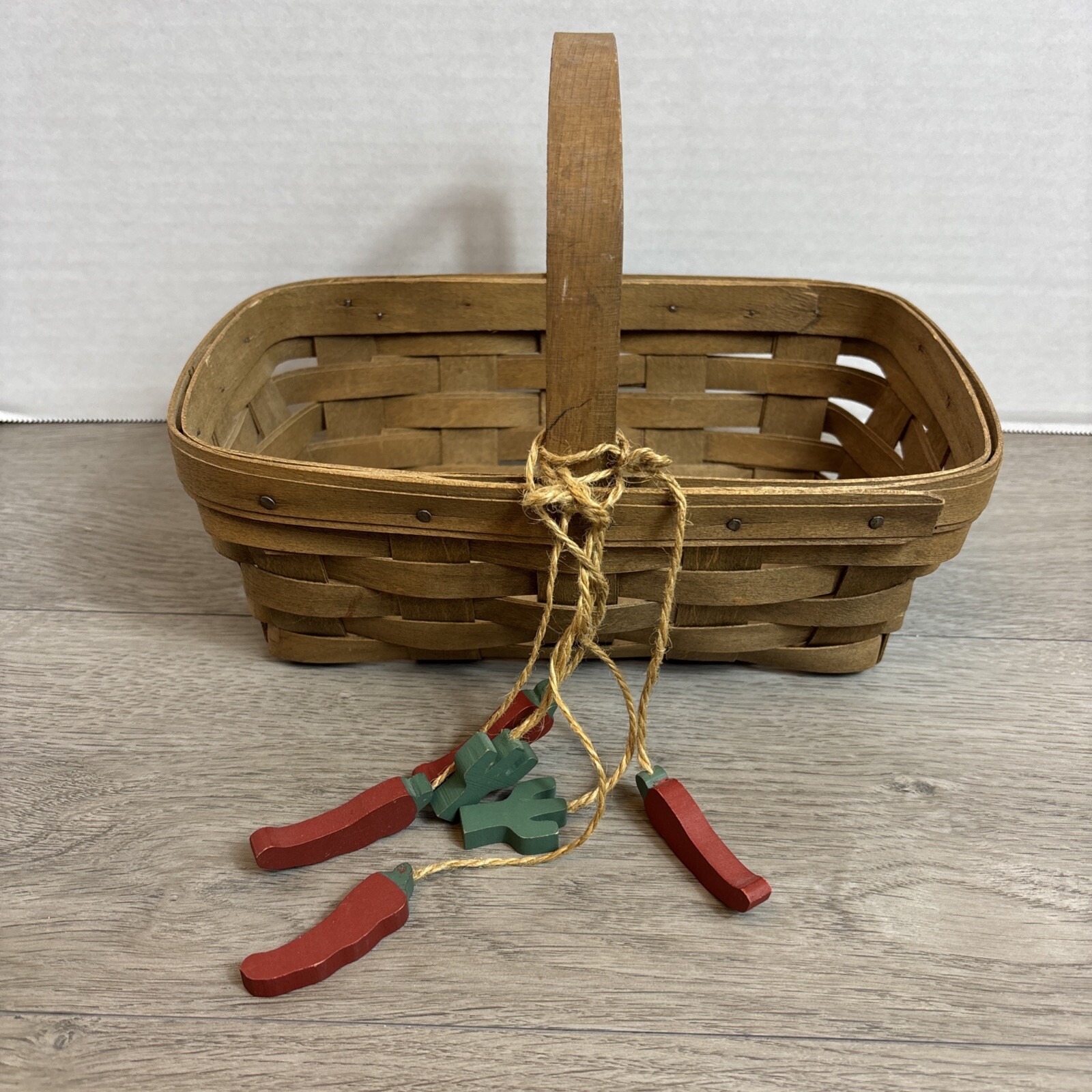 Longaberger Small Basket With Handle Red Chilli Peppers And Cactus Made In USA