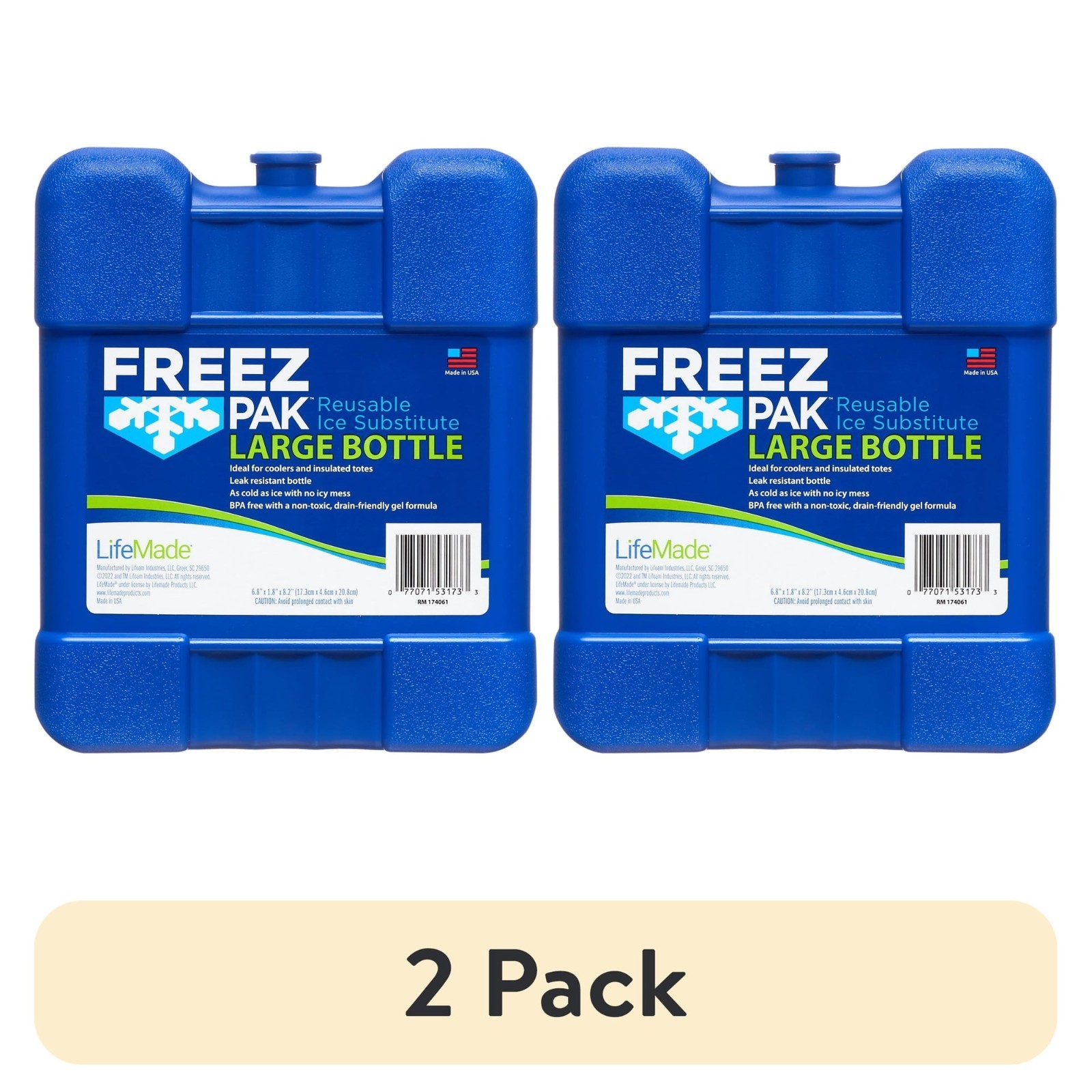 Freez Pak LARGE Icicle Reusable Camping/Cooler Ice Pack Substitute Blue, 2 Pack