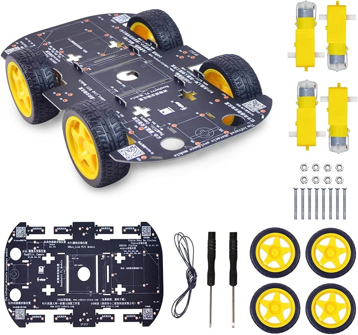 Smart 4WD Robotic Car Chassis Kit - Perfect for Arduino & Raspberry Pi Projects