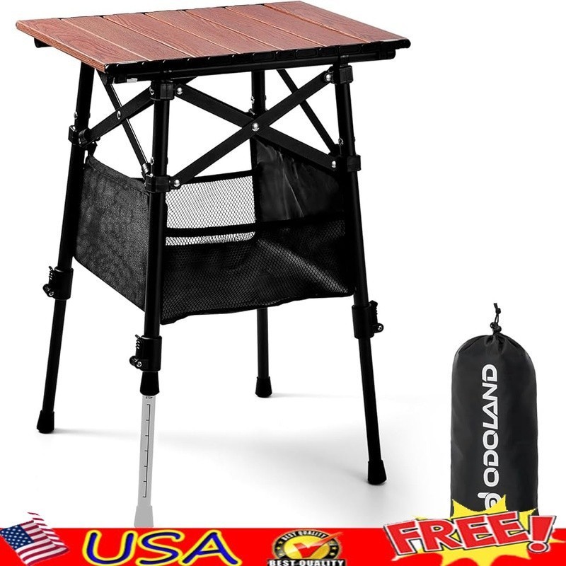 Adjustable Portable Camping Table Lightweight Aluminum W/ Storage Bag 132lbs Max