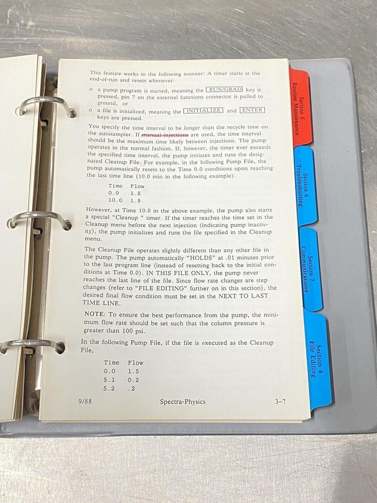 Spectra-Physics SP 8800 8810 LC Pump - Users Guide / Instruction Manual