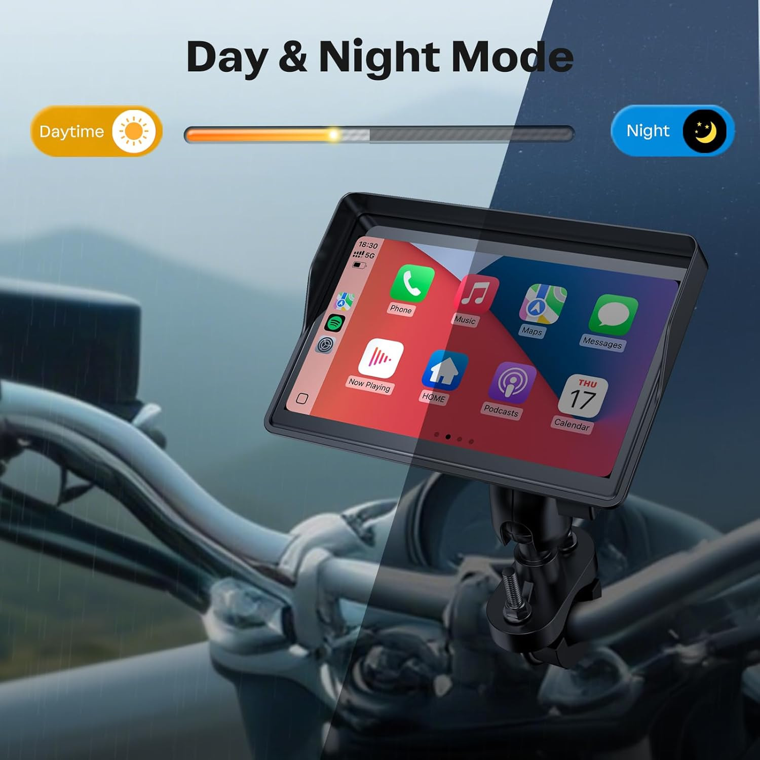 Motorcycle CarPlay/Android Auto 5" IPS Touchscreen GPS-Bluetooth-Weatherproof