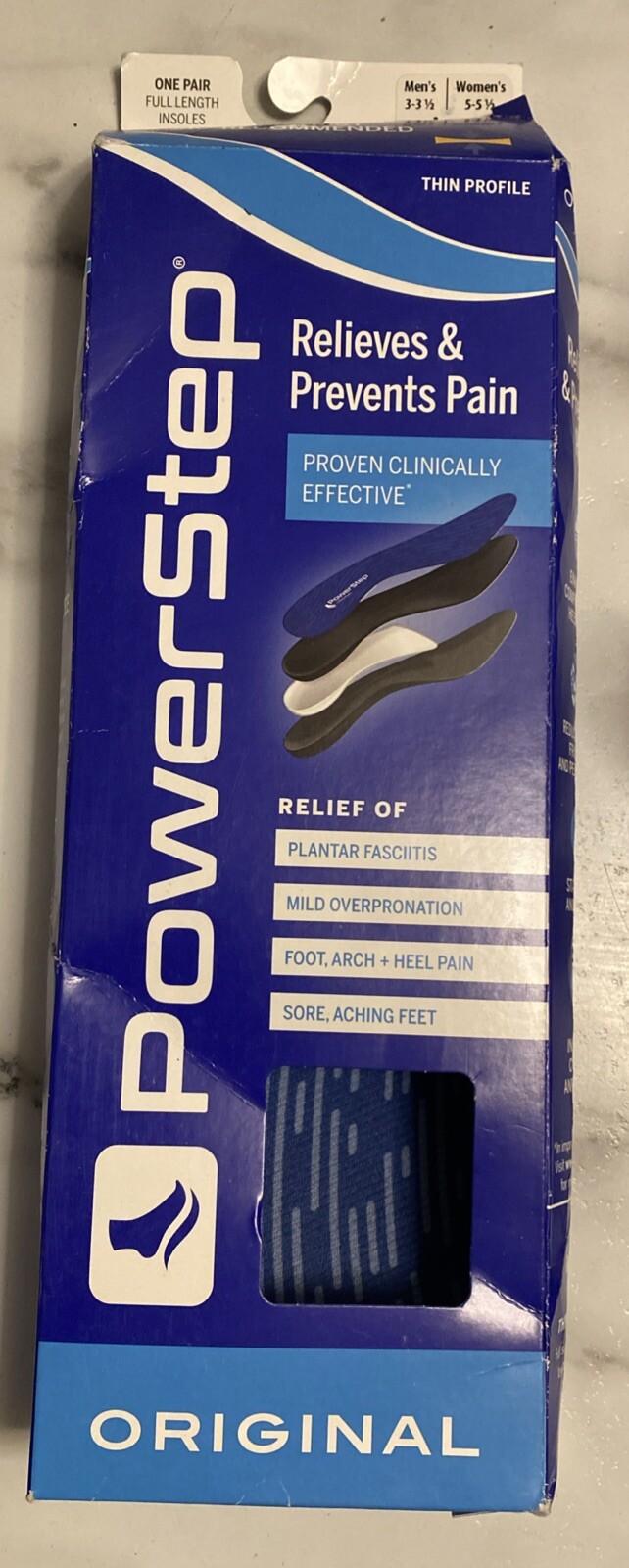 Powerstep Original Thin Profile Relieves Insole ASM (M 3-3 1/2, W 5-5 1/2) OB