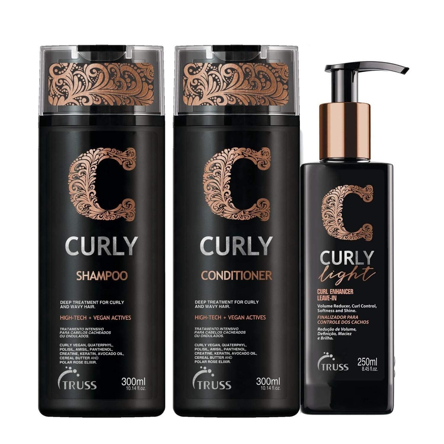Truss Curly Shampoo and Conditioner Set Bundle with Curly Light Hair Cream