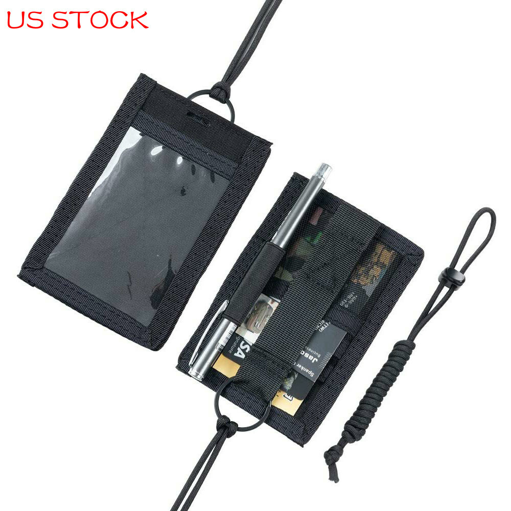 US Tactical ID Badge Holder Lanyard Card Case Neck Lanyard Neck Hang Pen Clip