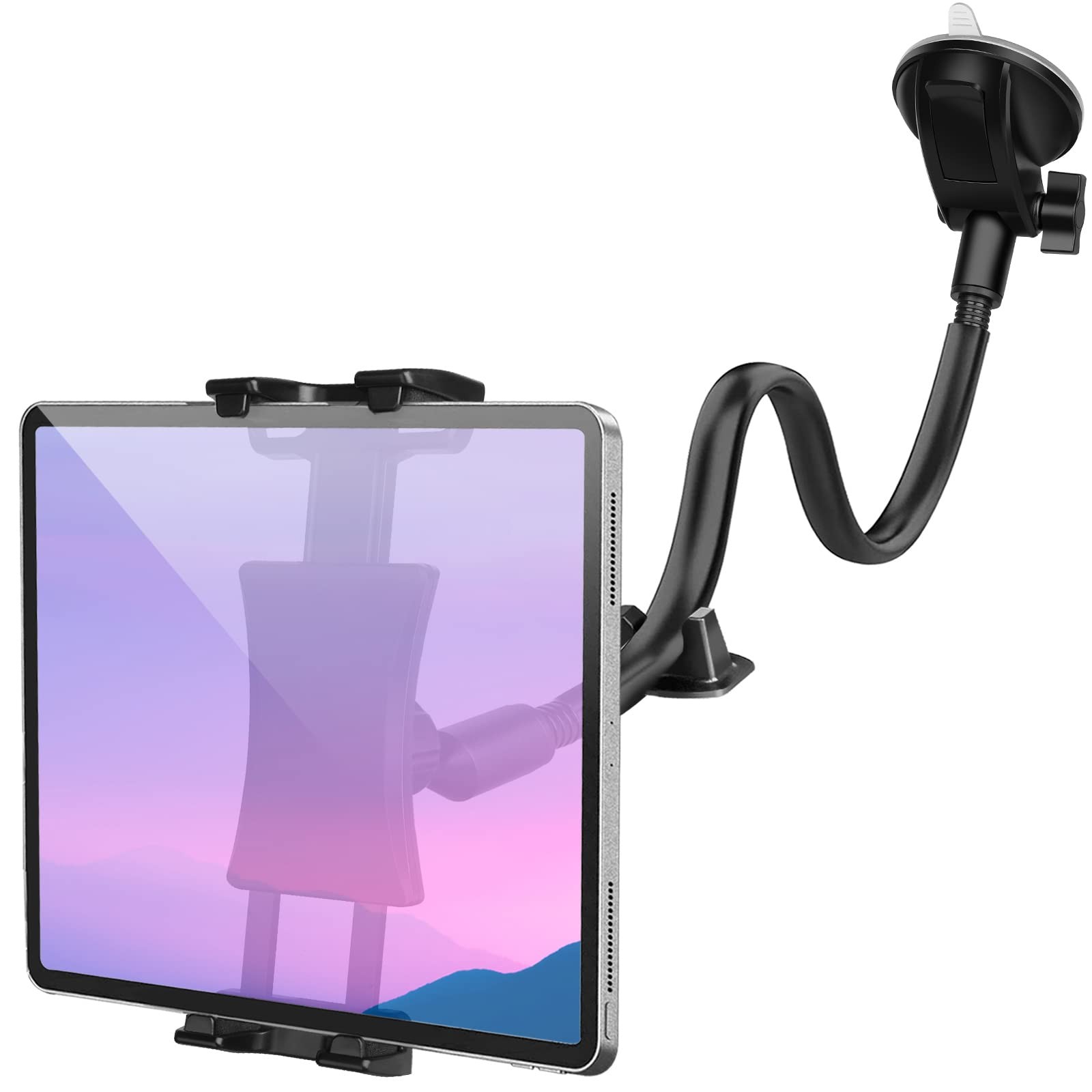 Car Dashboard Windshield Tablet Mount, 13" Long Arm 13-15 inches, Black