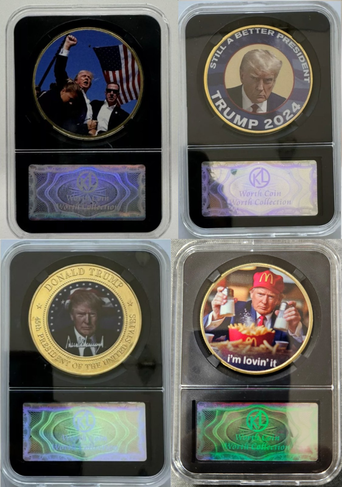 4USA President 2024 Donald Trump Fight Shooting Assassination Gold Coin Souvenir