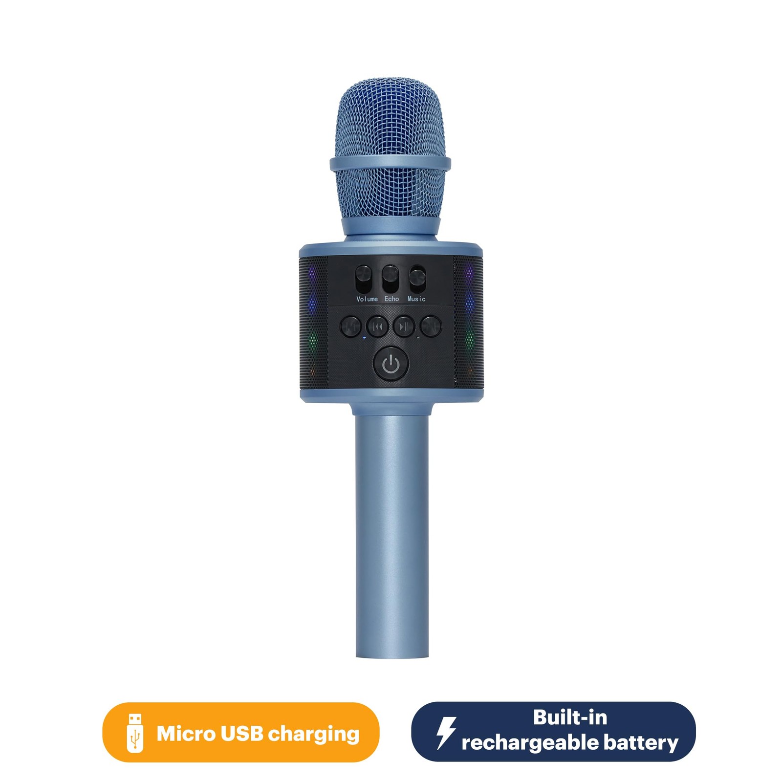 Core Innovations Wireless Bluetooth Karaoke Microphone with Builtin Speaker|Blue