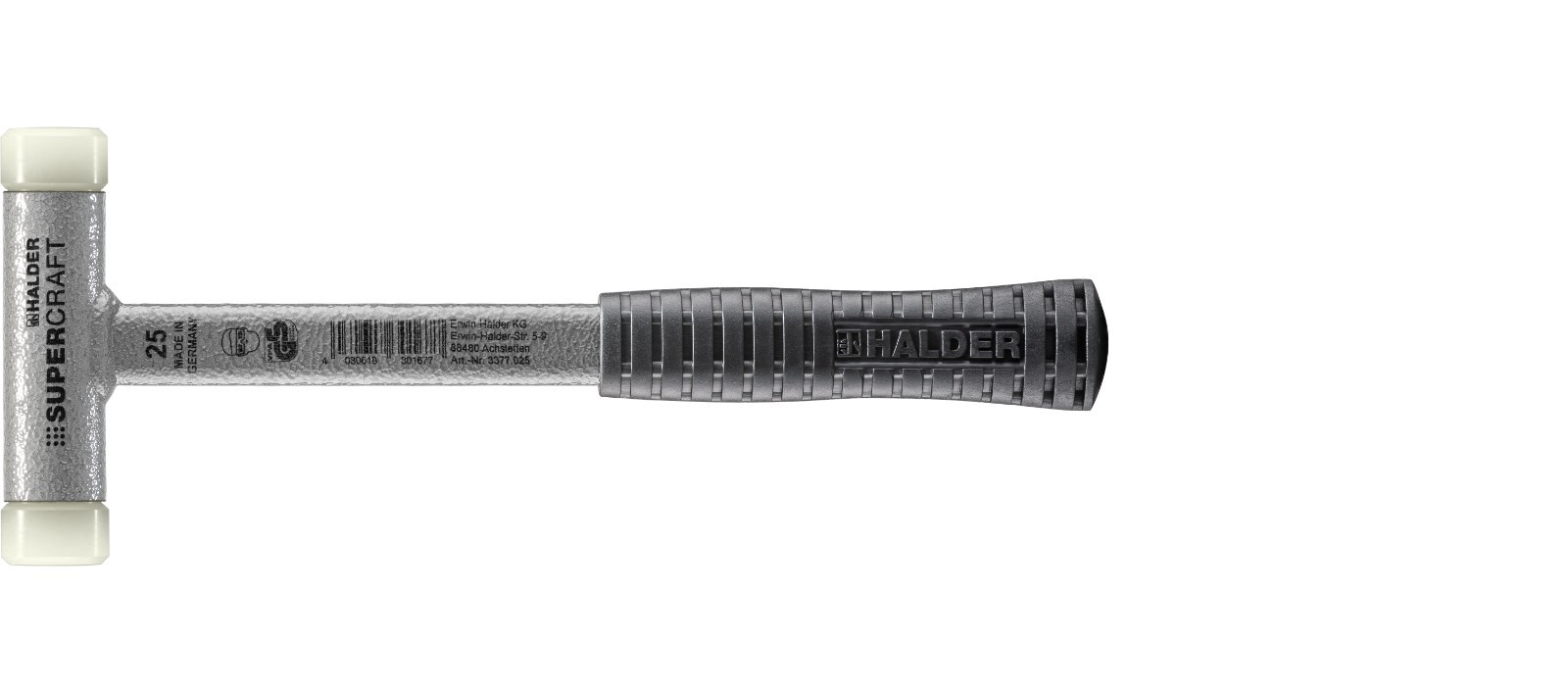 Halder 3377.025, Supercraft-Mallet Non Rebound, Steel Tube Handle, Nylon Faces