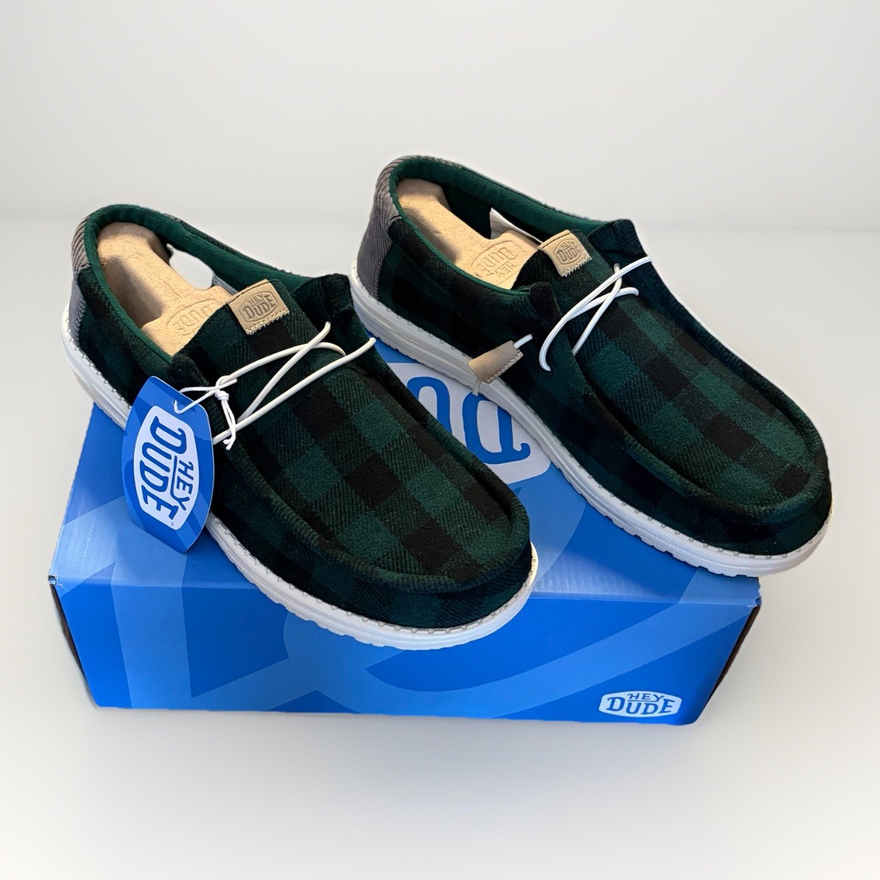Hey Dude Men’s Wally Buffalo Plaid Lightweight Slip-On Loafers Size 13 ~ NEW ~
