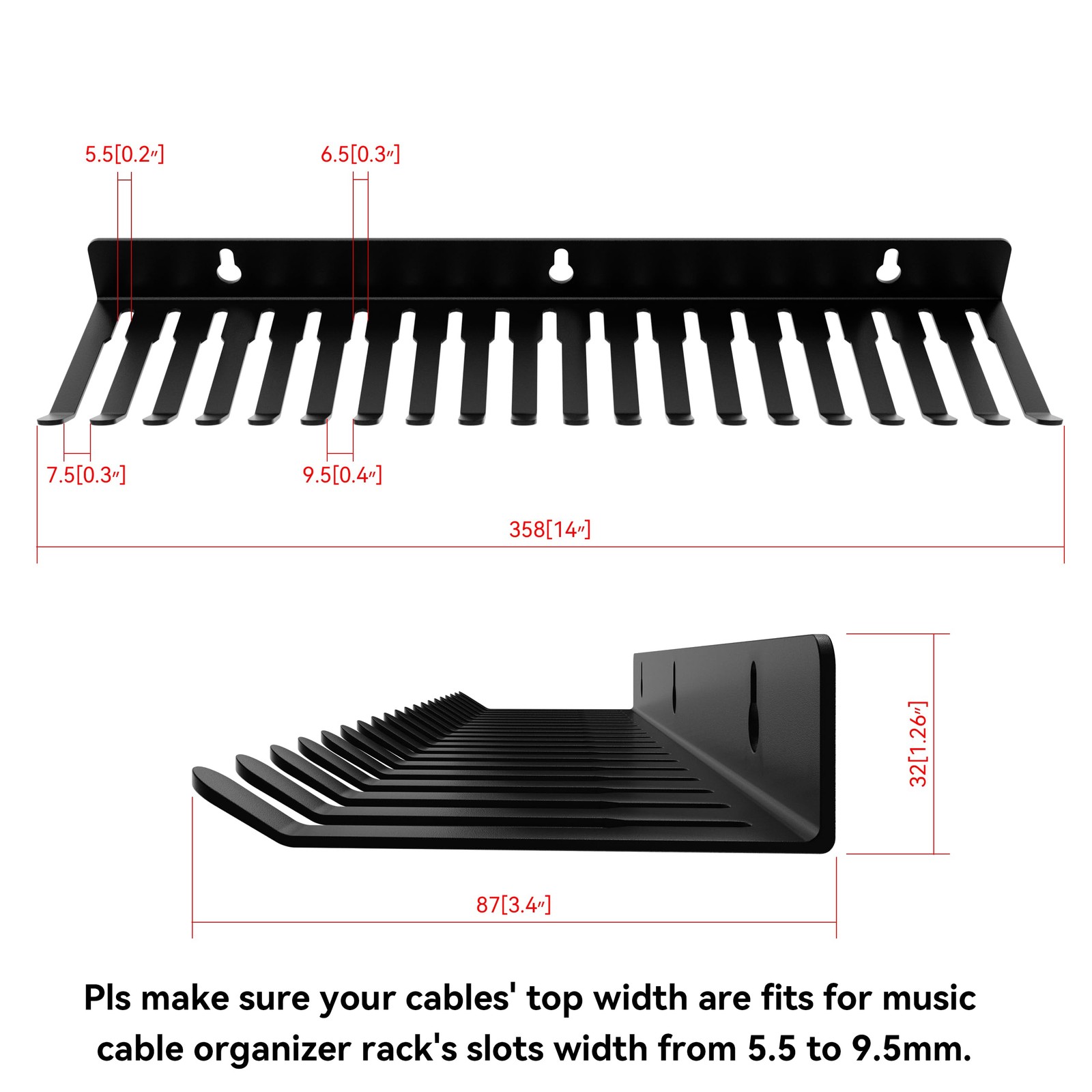 2 Pack 19 Slots Wall mountable Cable Hanger and Organizer,Cable Holder,Cable ...