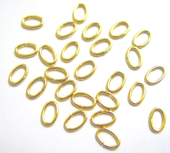 100 GOLD PLATED OVAL JUMP RINGS 6MM