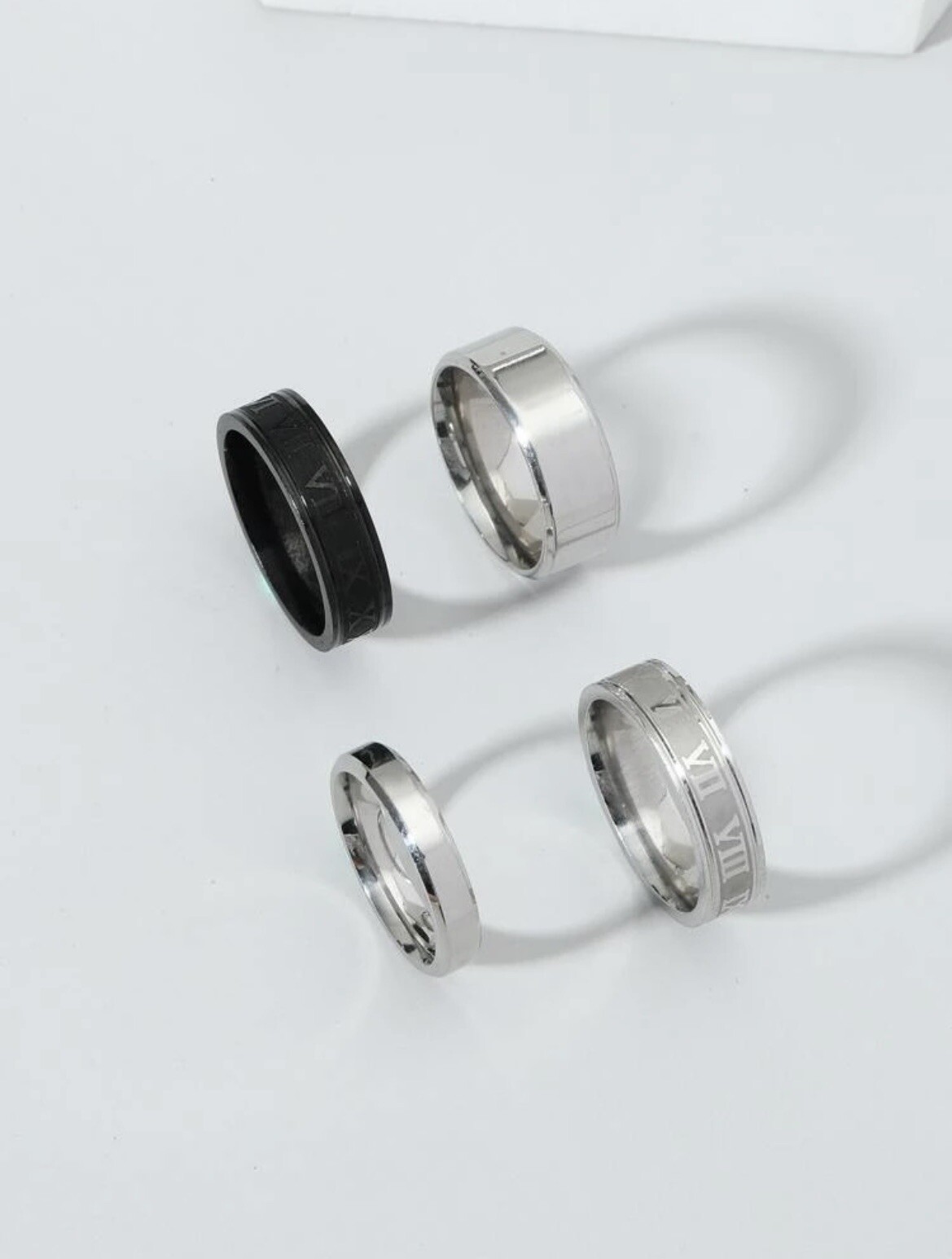 Stainless steel 4pcs men minimalist rings