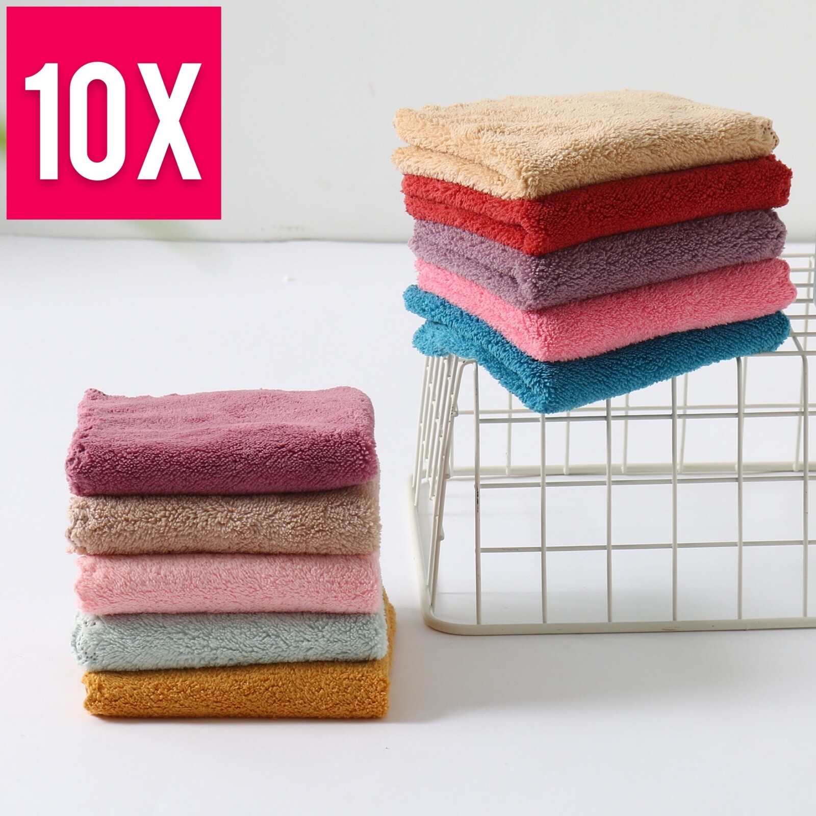10x Cute Colorful Washcloth Microfiber Cleaning Cloth 25x25CM Kitchen Gift Idea