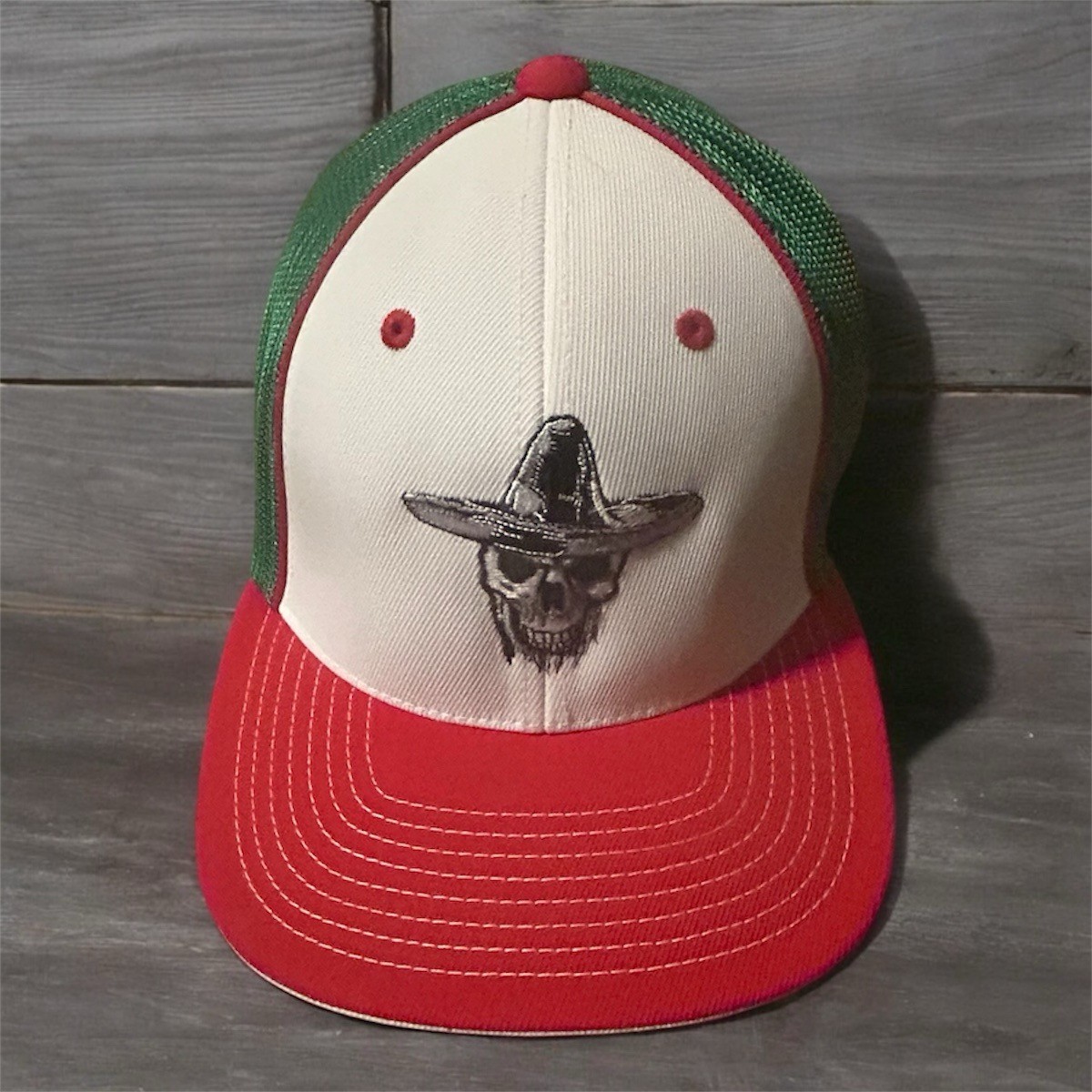 Custom Embroidered FLEXFIT Mexico Colors Hat- Primero Baseball L/XL-NEW