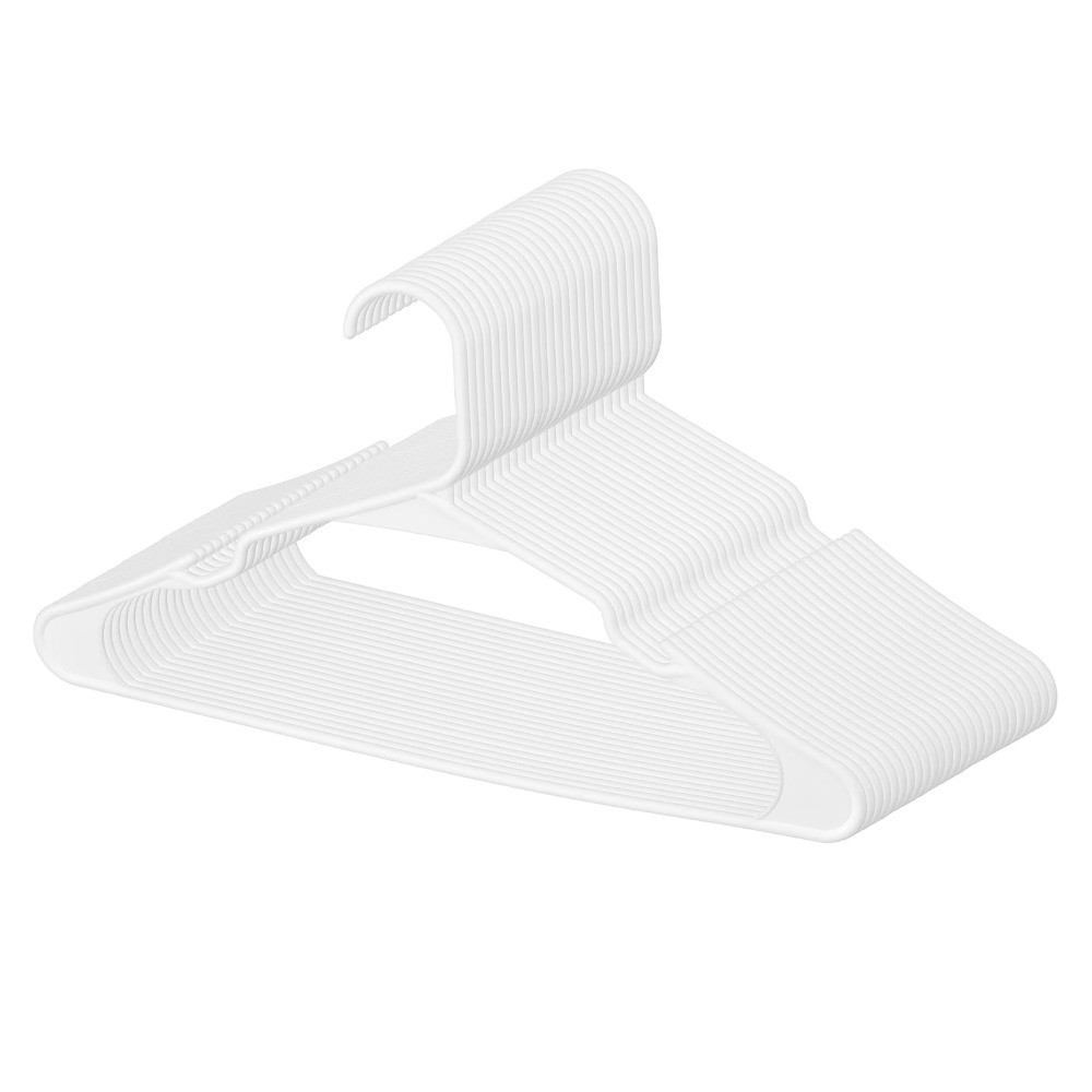 Slim 0.2-inch Hangers, 50-Pack, White, with Durable Triangular Structure