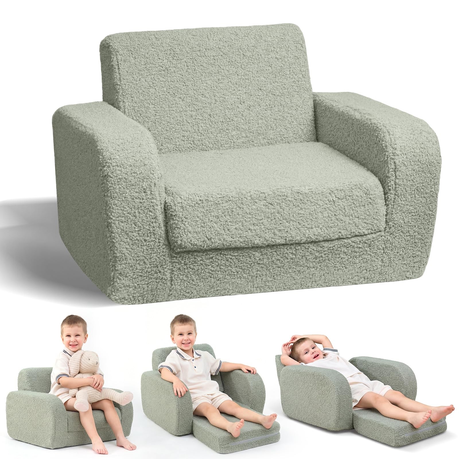 3-in-1 Couch, Chairs Comfy 1–3 Years Old, Couch Bed Fold Out, Supportive Baby...