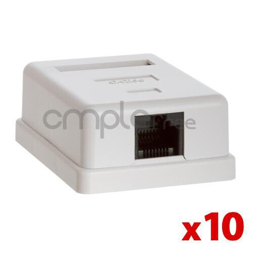Single Hole Surface Mount Box Keystone Jack Cat5 Cat5e 1 Port Lot of 10 NEW