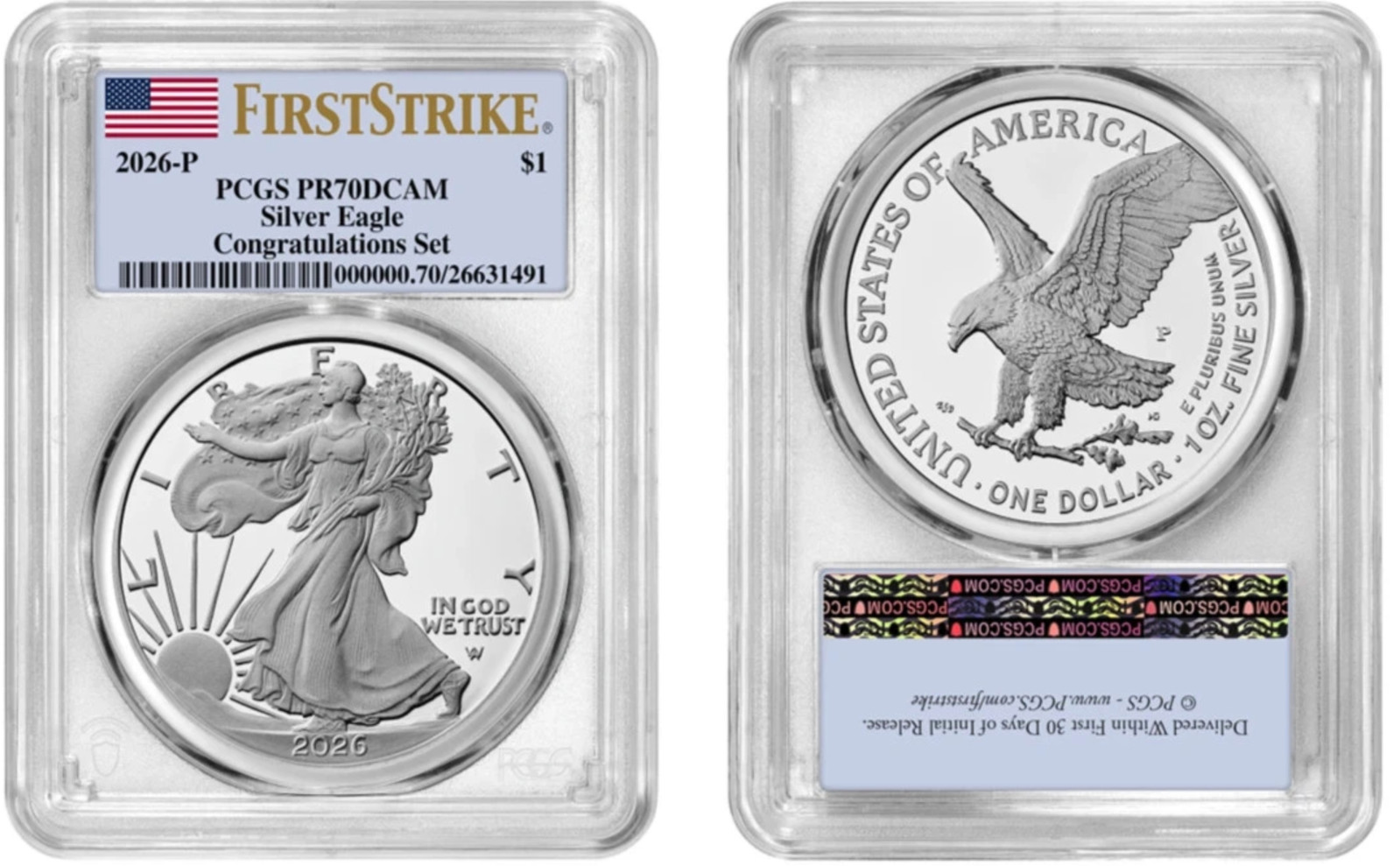 2026 P - Congratulations Set Silver Eagle  Proof PCGS PR70DCAM First Strike Flag