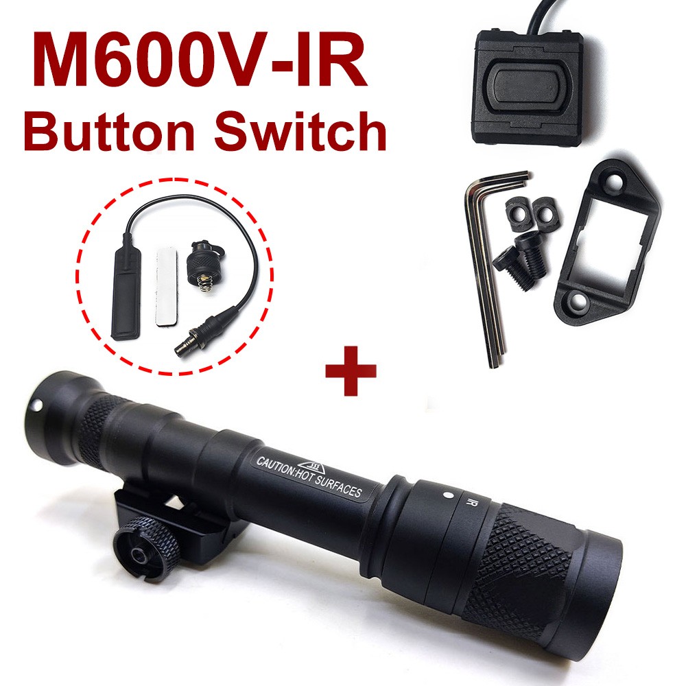 Tactical M600V LED Flashlight & IR Illuminator + Remote Button Switch 20mm Rail