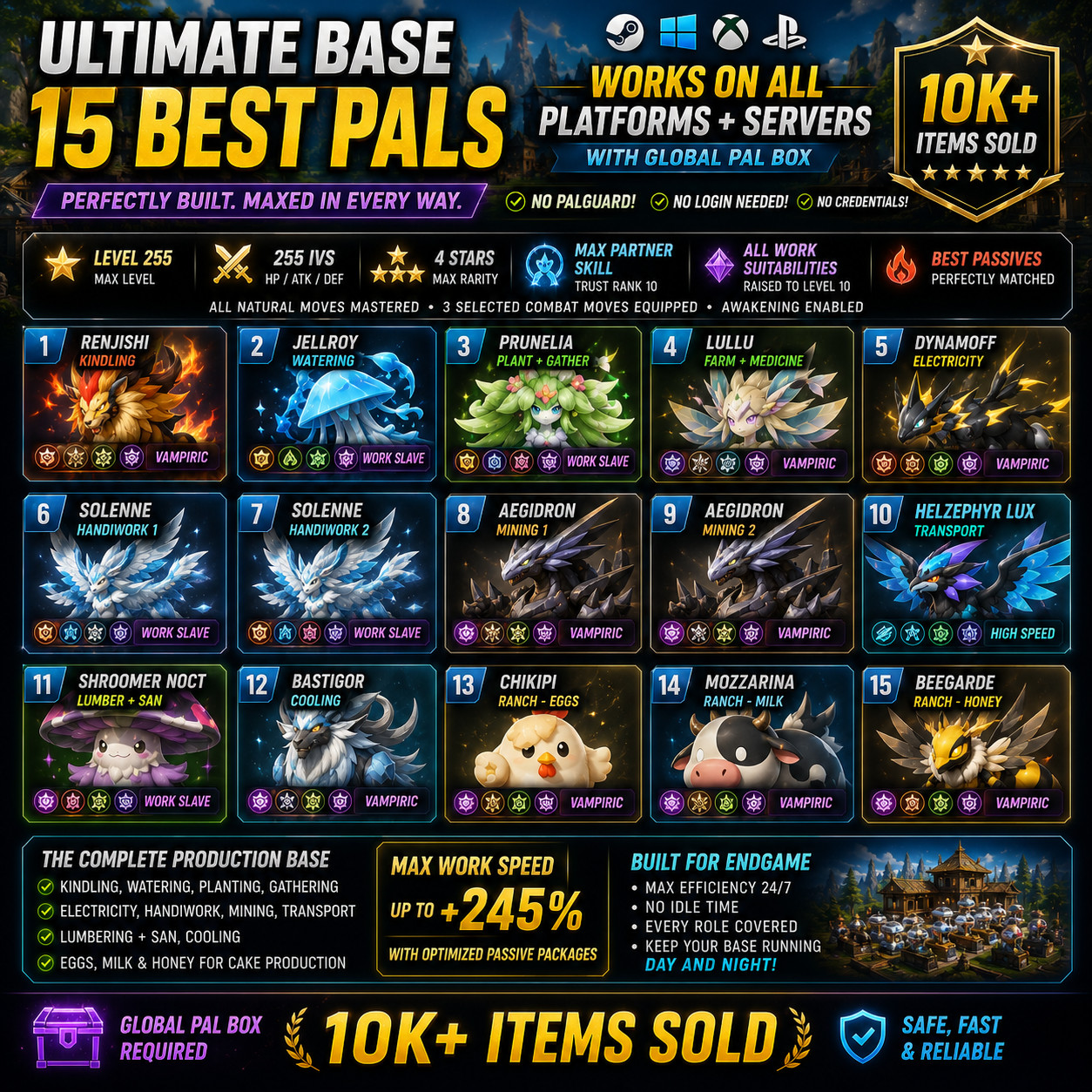 PALWORLD | ULTIMATE BASE BUILDERS | 15 MIN-MAXED EFFICIENT WORKERS | PC/Xbox/PS5