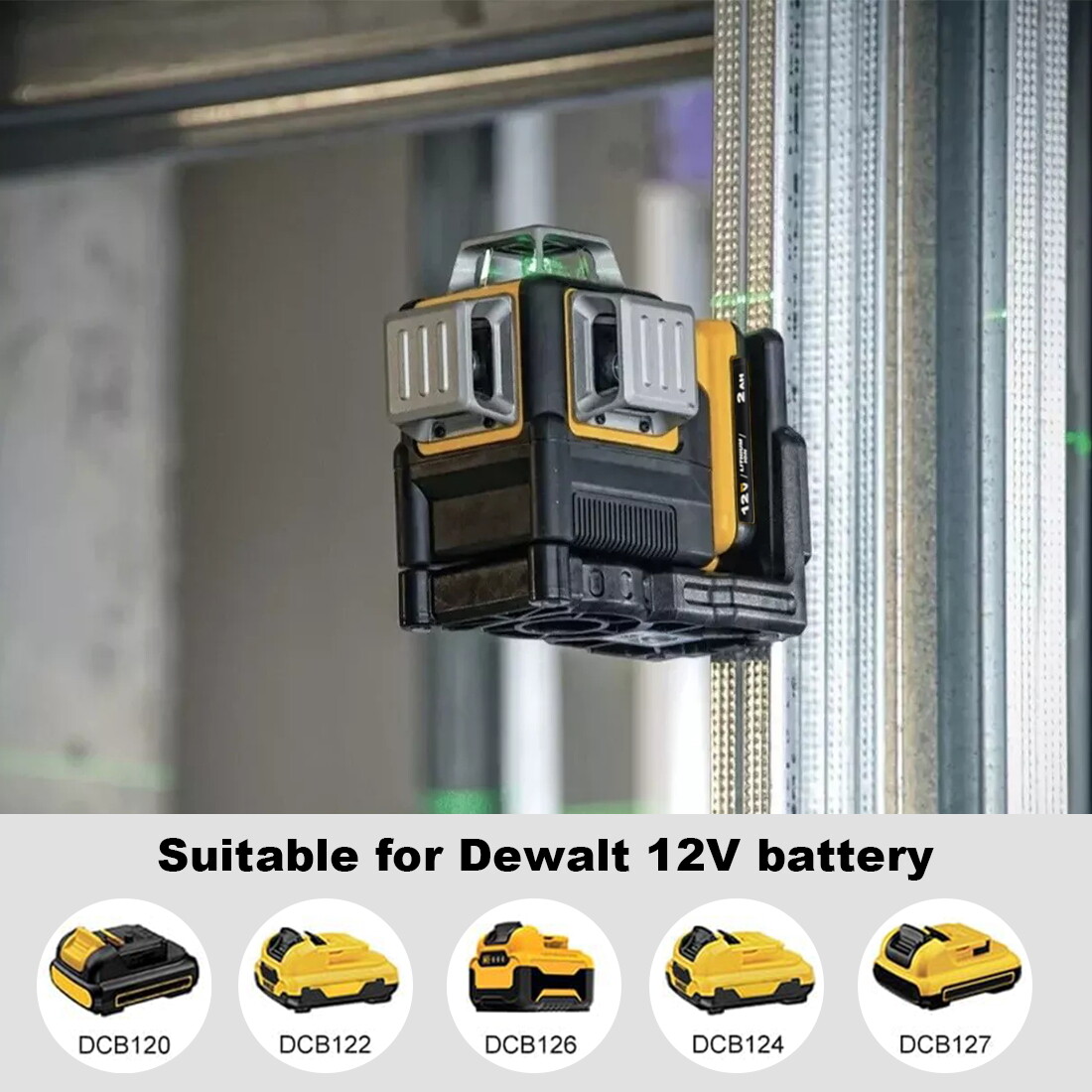 Laser Level for Dewalt 12V Green Line 3 x 360 Vertical 12 Lines +Battery+Charger