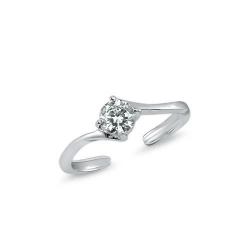 925 Sterling Silver Solitaire CZ Adjustable Toe Ring