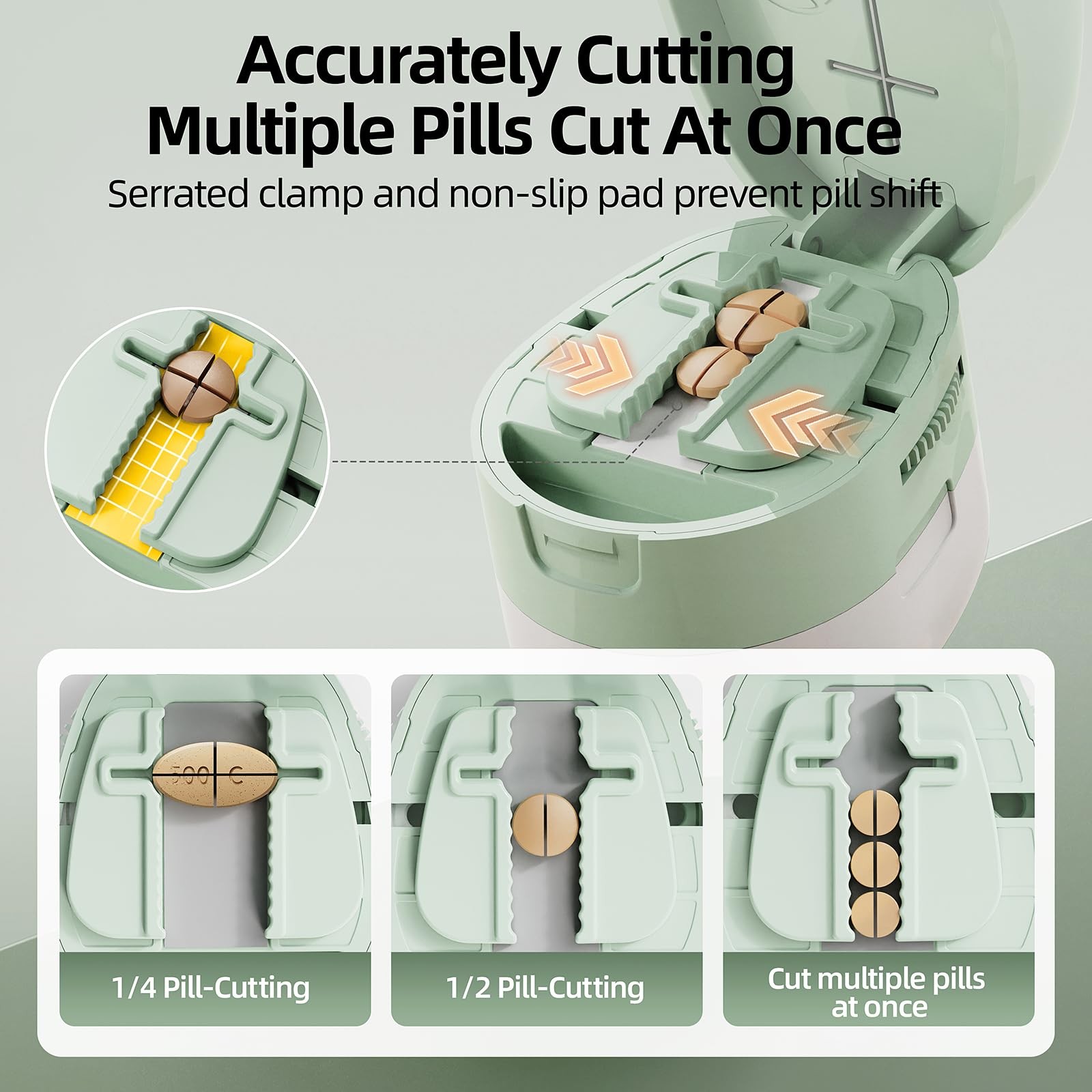ZHIYES Adjustable Pill Cutter Splitter for Small and Tiny Pills, 1/2 Green