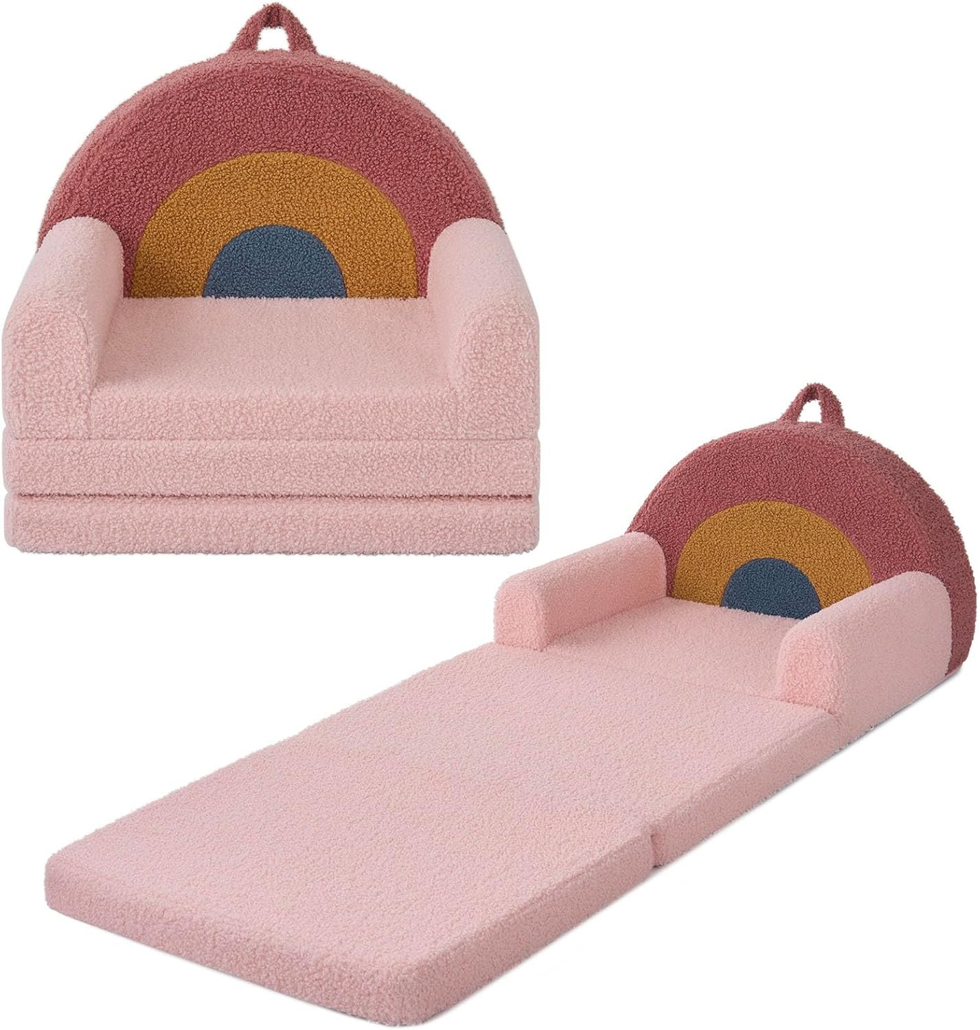 Foldable Toddler Couch, 2-In-1 Comfy Toddler Chair & Lounger for Reading, Playro
