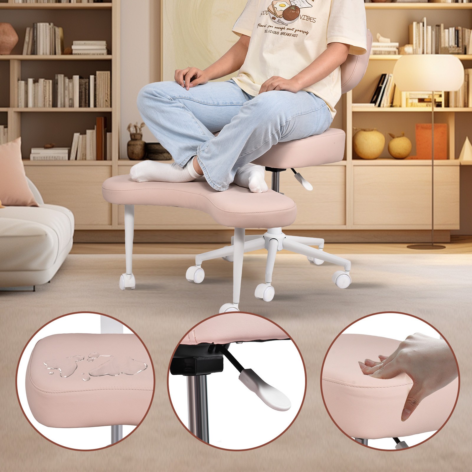 Criss Cross Desk Chair ADHD Meditation Kneeling Yoga Seat Pink