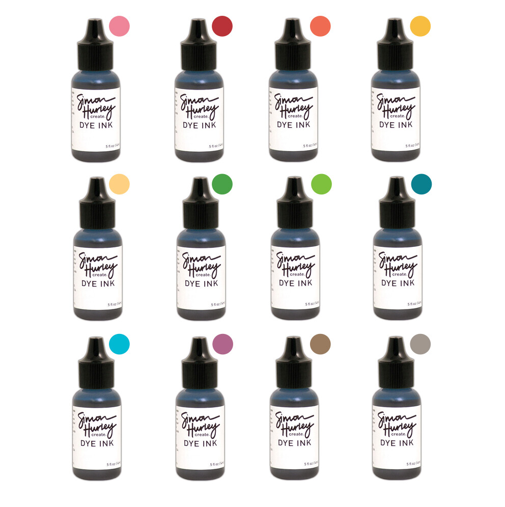 Ranger Simon Hurley Creates Ink Pad Reinkers- Set Bundle of 12 Colors (IN STOCK)