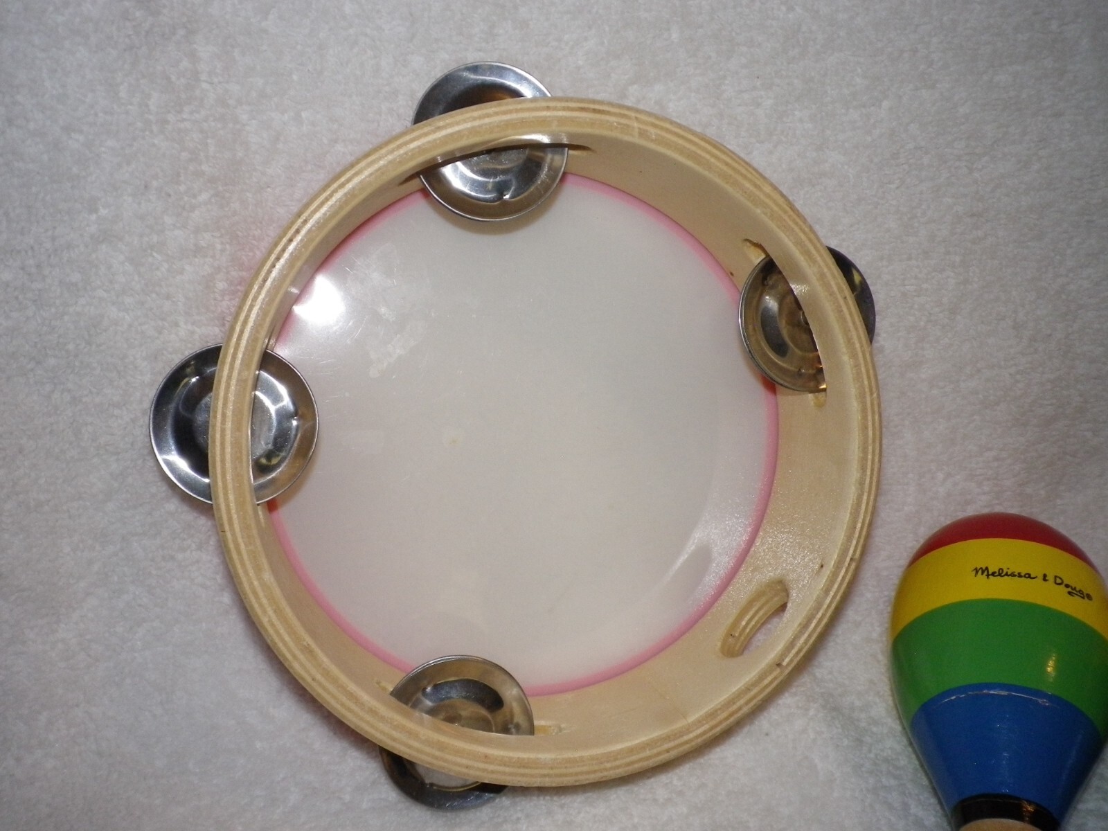 Melissa & Doug Wooden Percussion Musical Instruments 5 pieces Tambourine Maracas