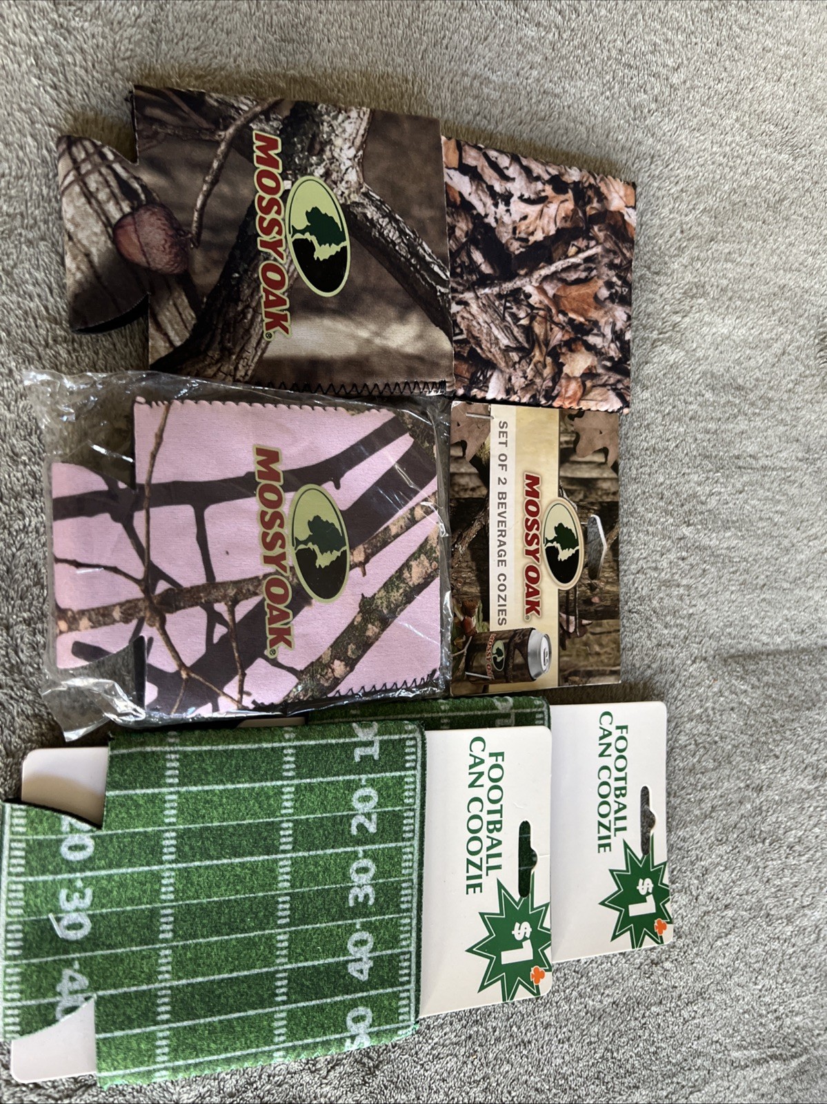 Mossy Oak Beverage Cozies Drink Covers SET of 4  NEW + 2 Football 🏈