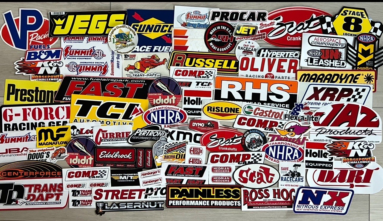 Mix 50pcs Decals Stickers racing nhra hotrods dragsters moto pro mods top fuel