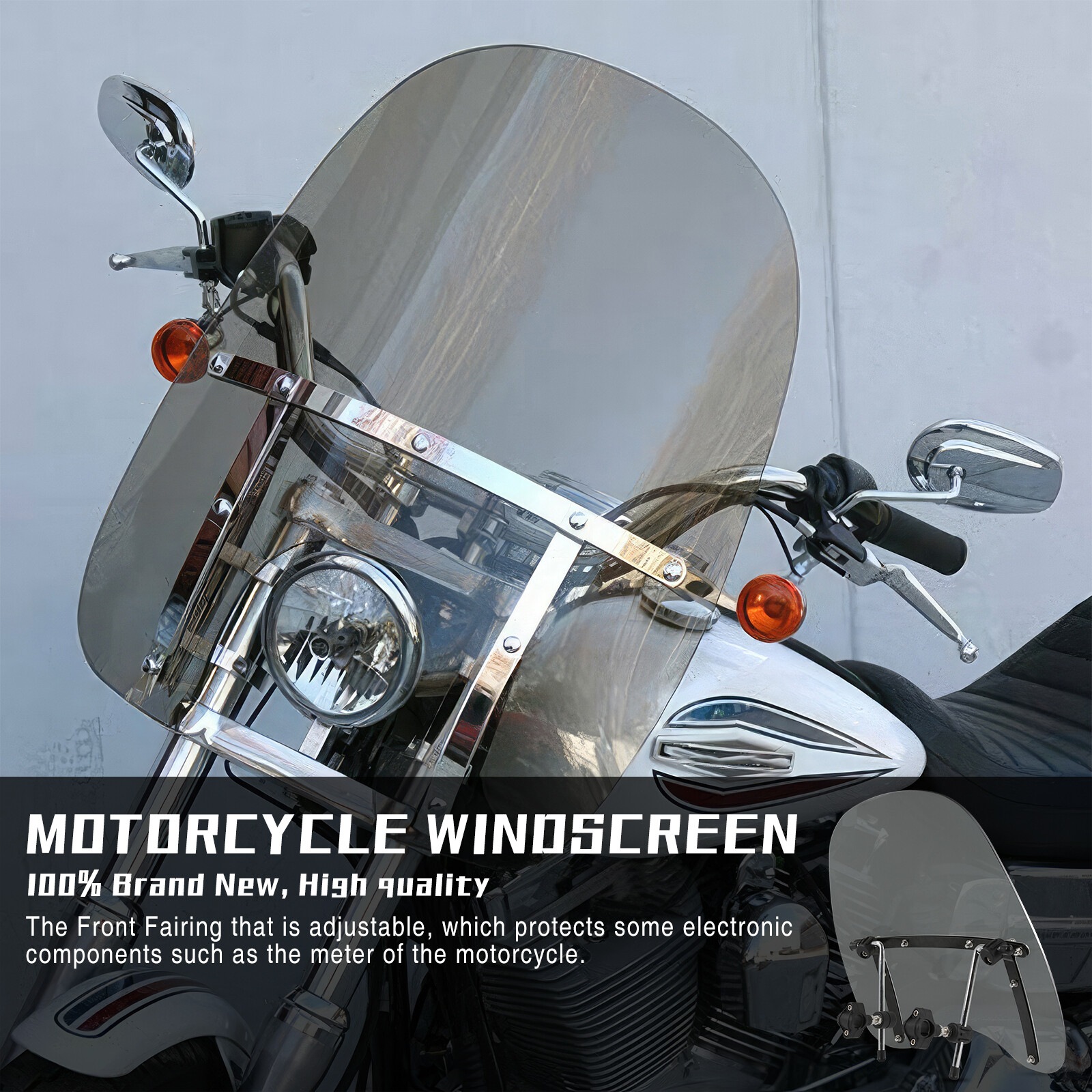 For Harley Wide Glide 18x16" Windshield Windscreen Large Smoke 7/8 1" Handlebars