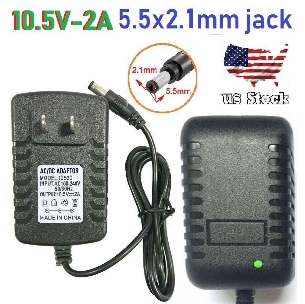 10.5V 2A 2000mA AC Adapter to DC Power Supply Charger Cord 5.5x2.1mm US plug