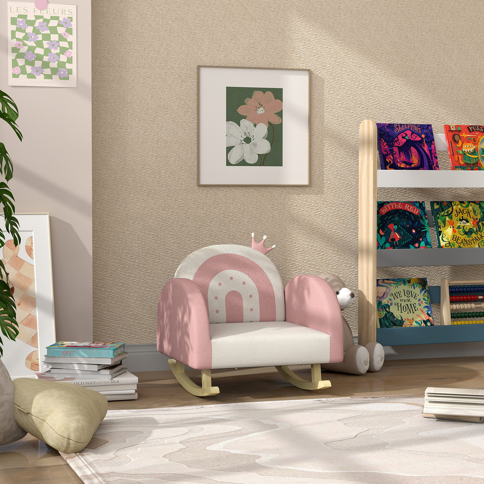 Kids Sofa, Rocking Toddler Sofa Chair, Gift for 18-36 Months, Pink