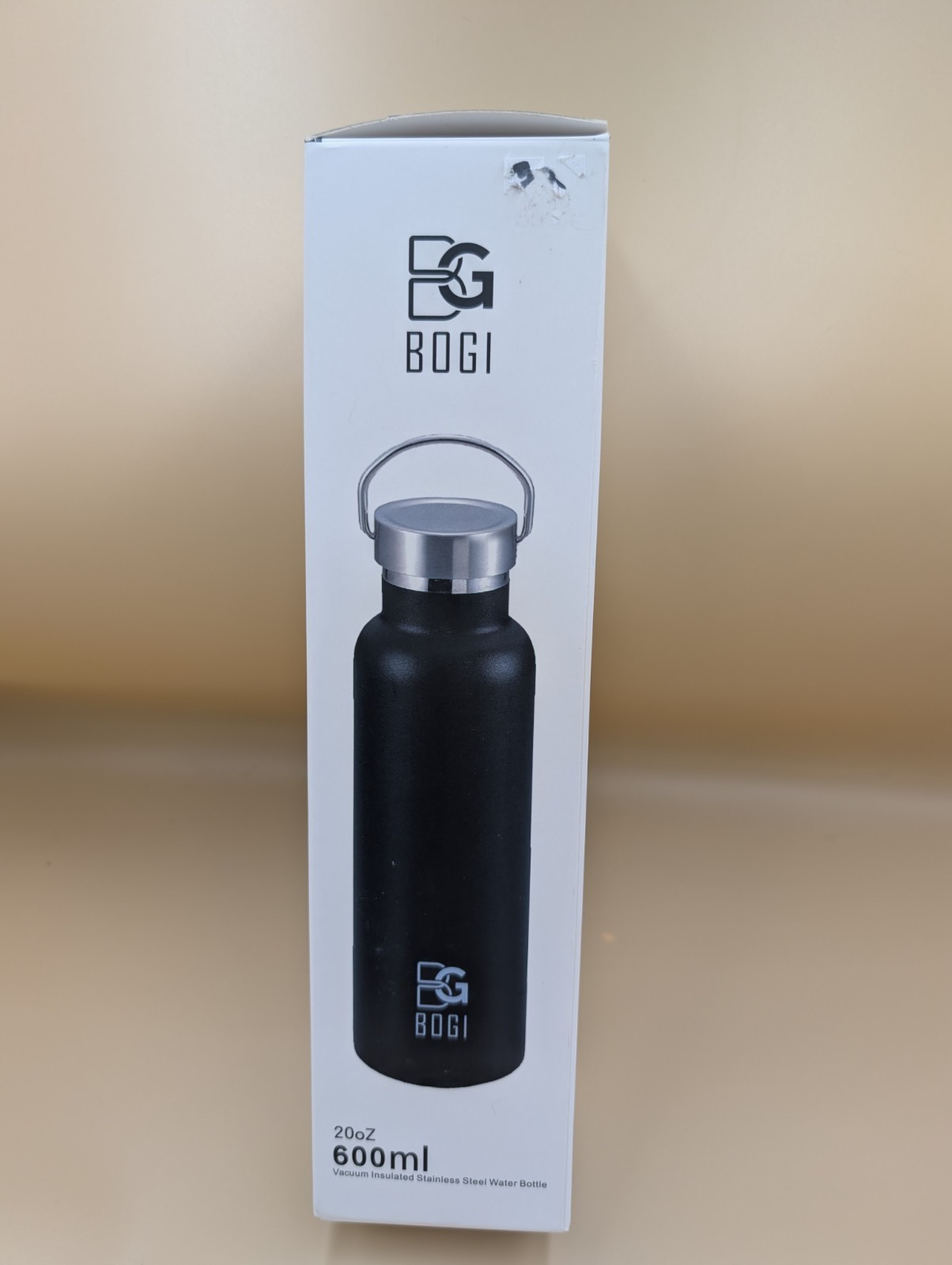 BOGI 20oz Fashion Sports Bottle Black 600ML 2 Cap Lids Straw New Insulated Water