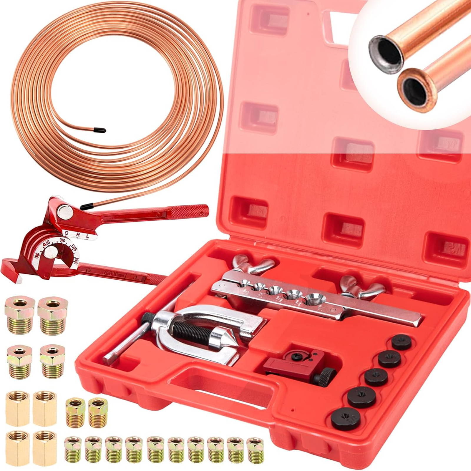3/16 Brake Line Repair Kit Flaring Tool Set with Tube Cutter and Fittings for
